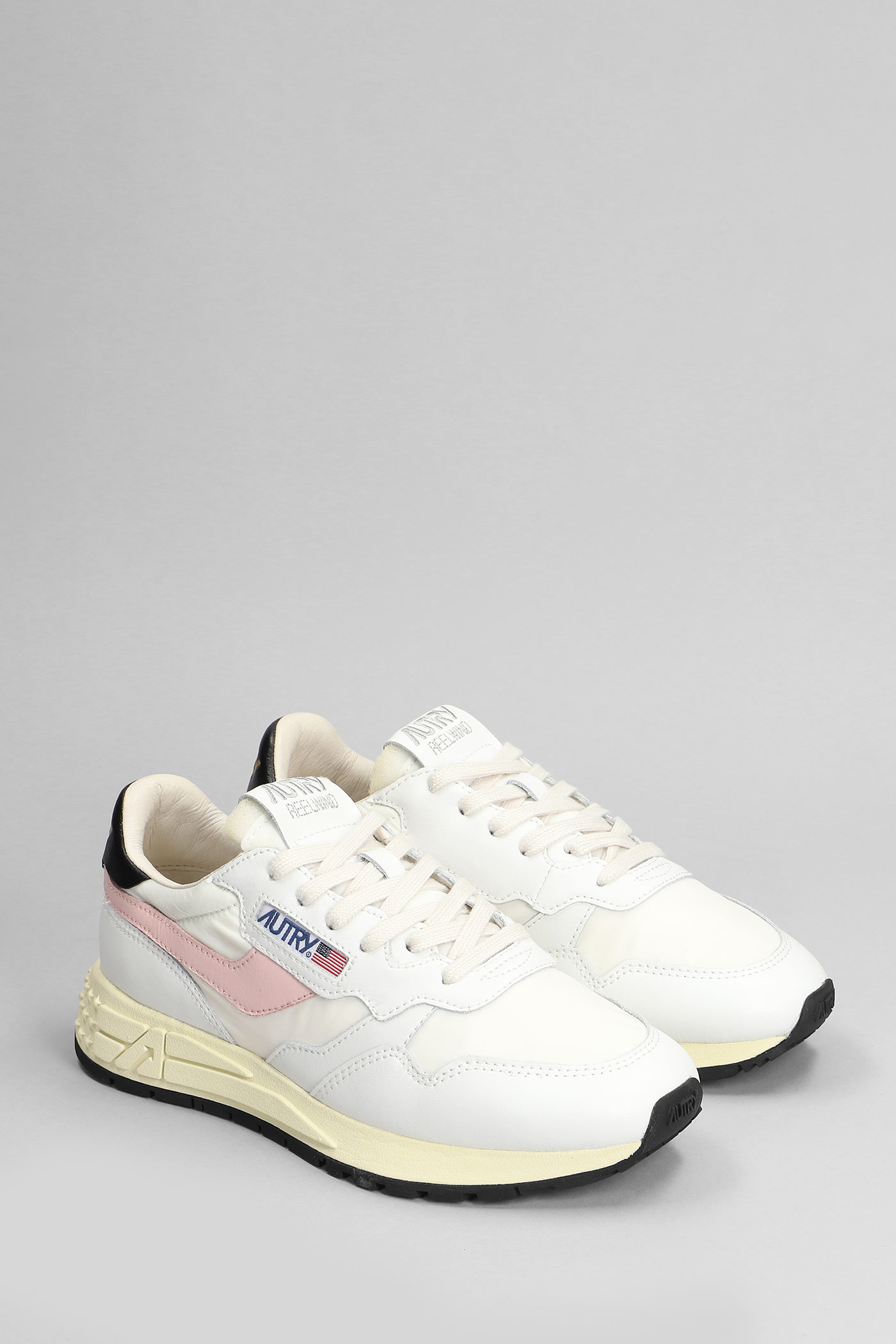 Shop Autry Reelwind Low Sneakers In White Leather And Fabric
