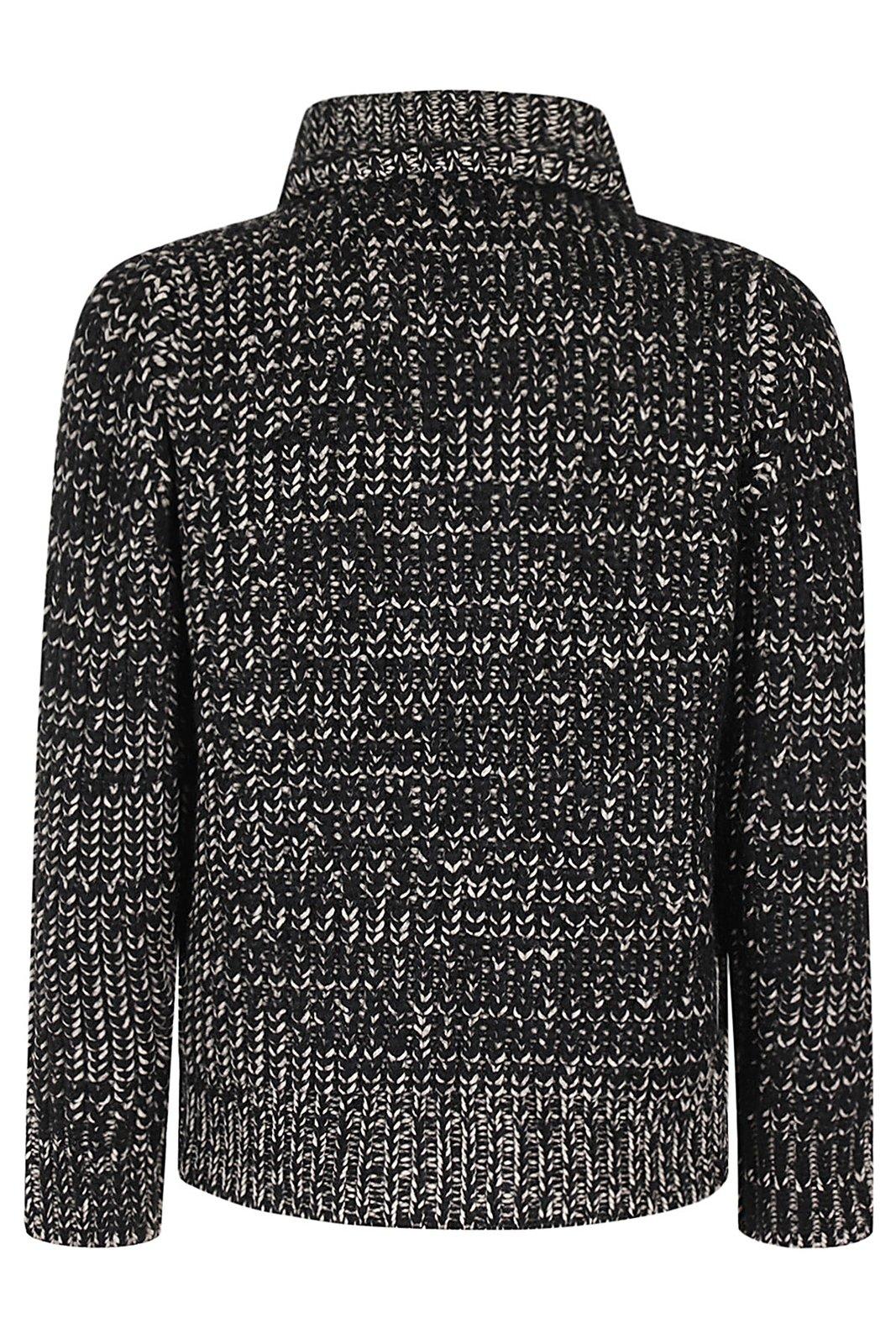 Shop Roberto Collina Zipped Chunky Knitted Cardigan In Black/neutrals