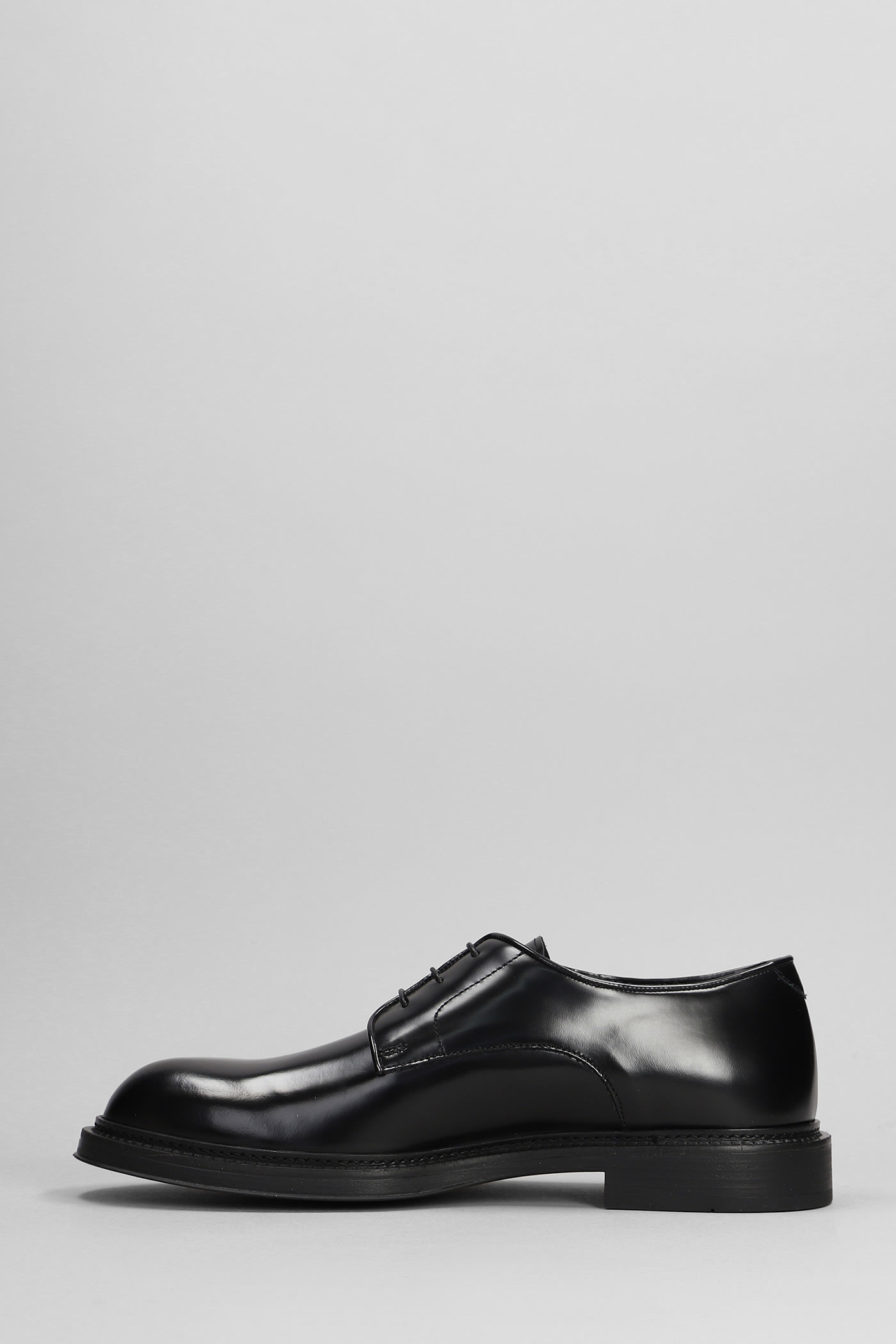 Shop Emporio Armani Lace Up Shoes In Black Leather