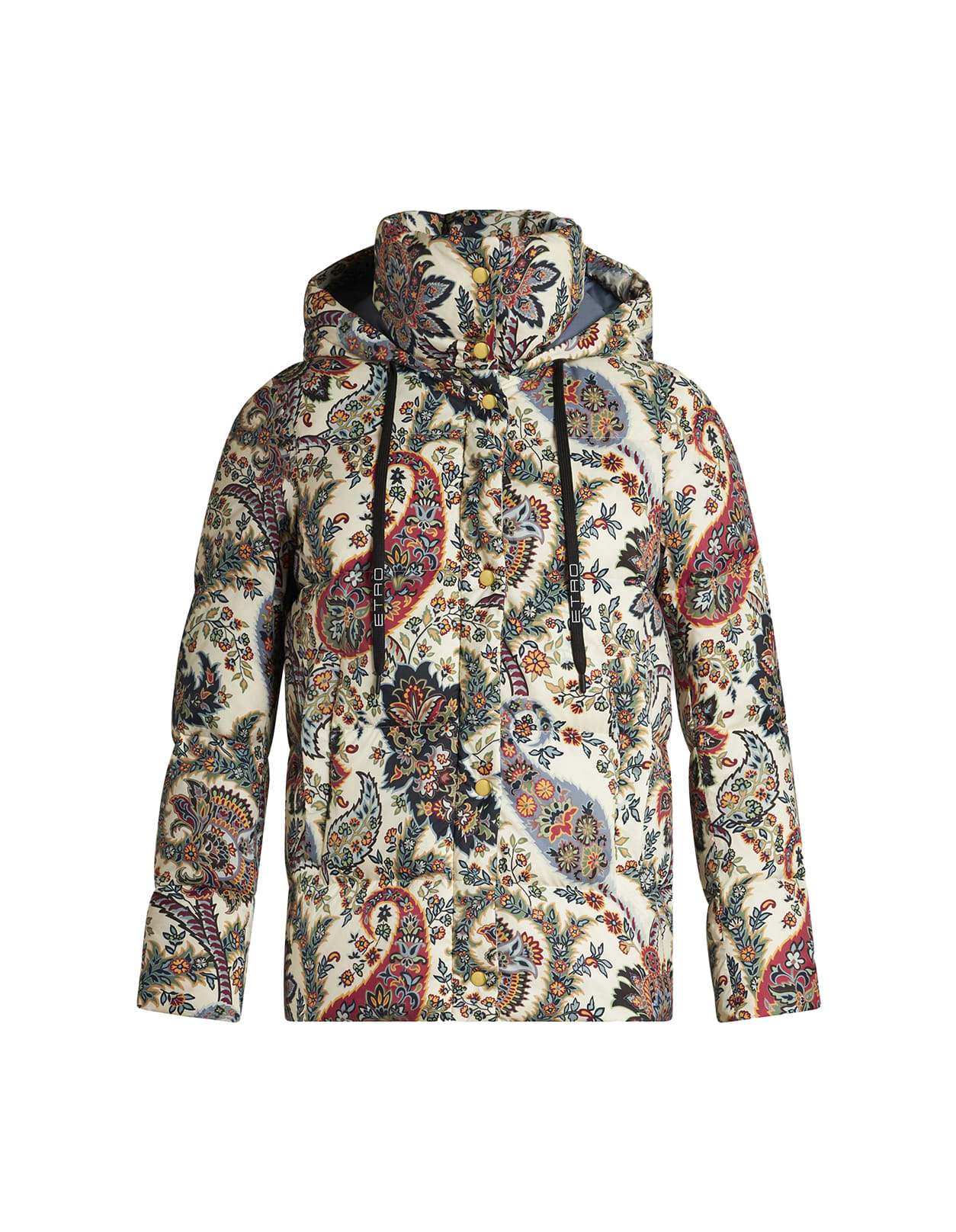 Shop Etro Beige Printed Nylon Down Jacket In Multicolour