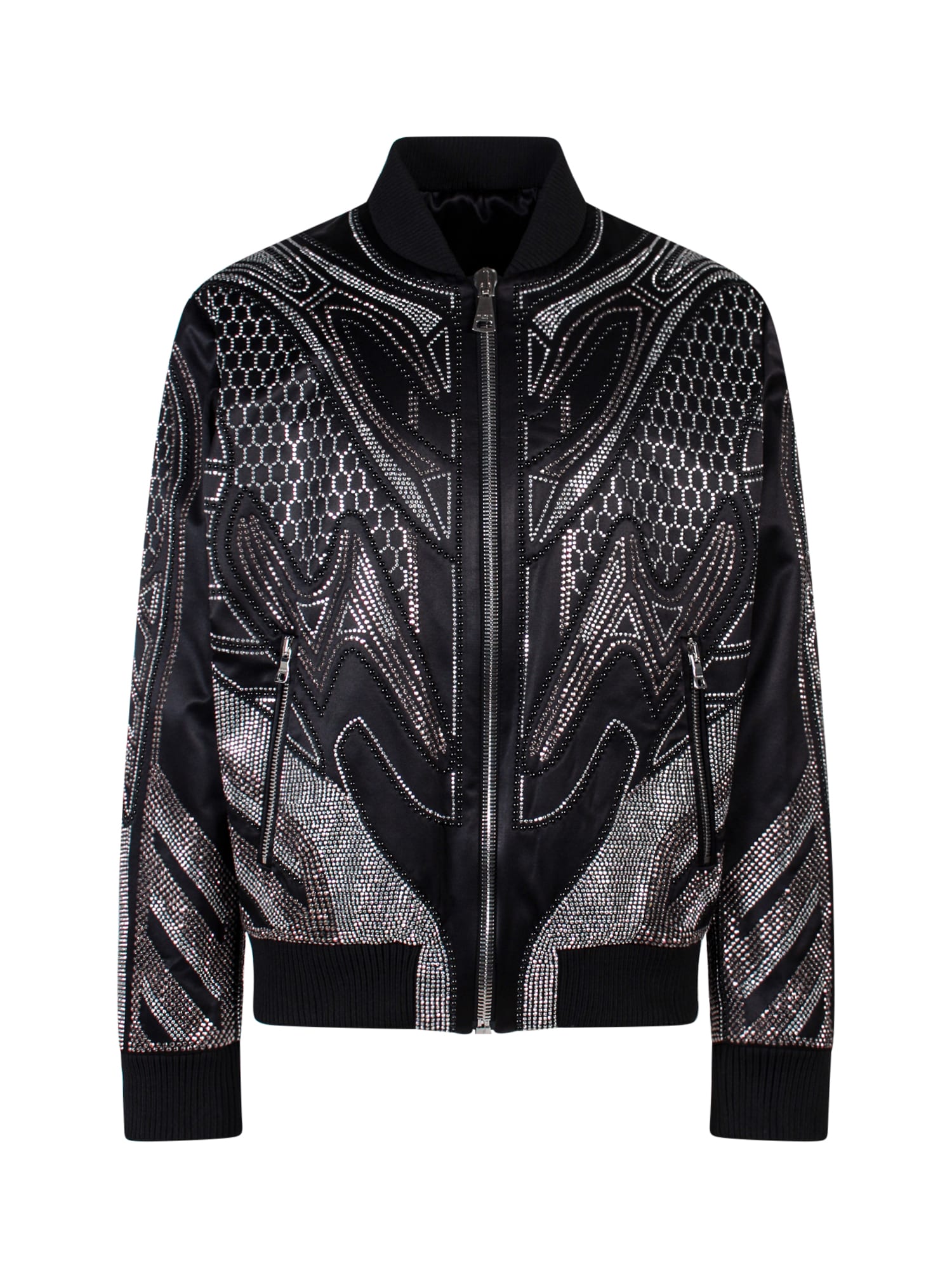Balmain All-over Embroidered Jacket With Studs In Black