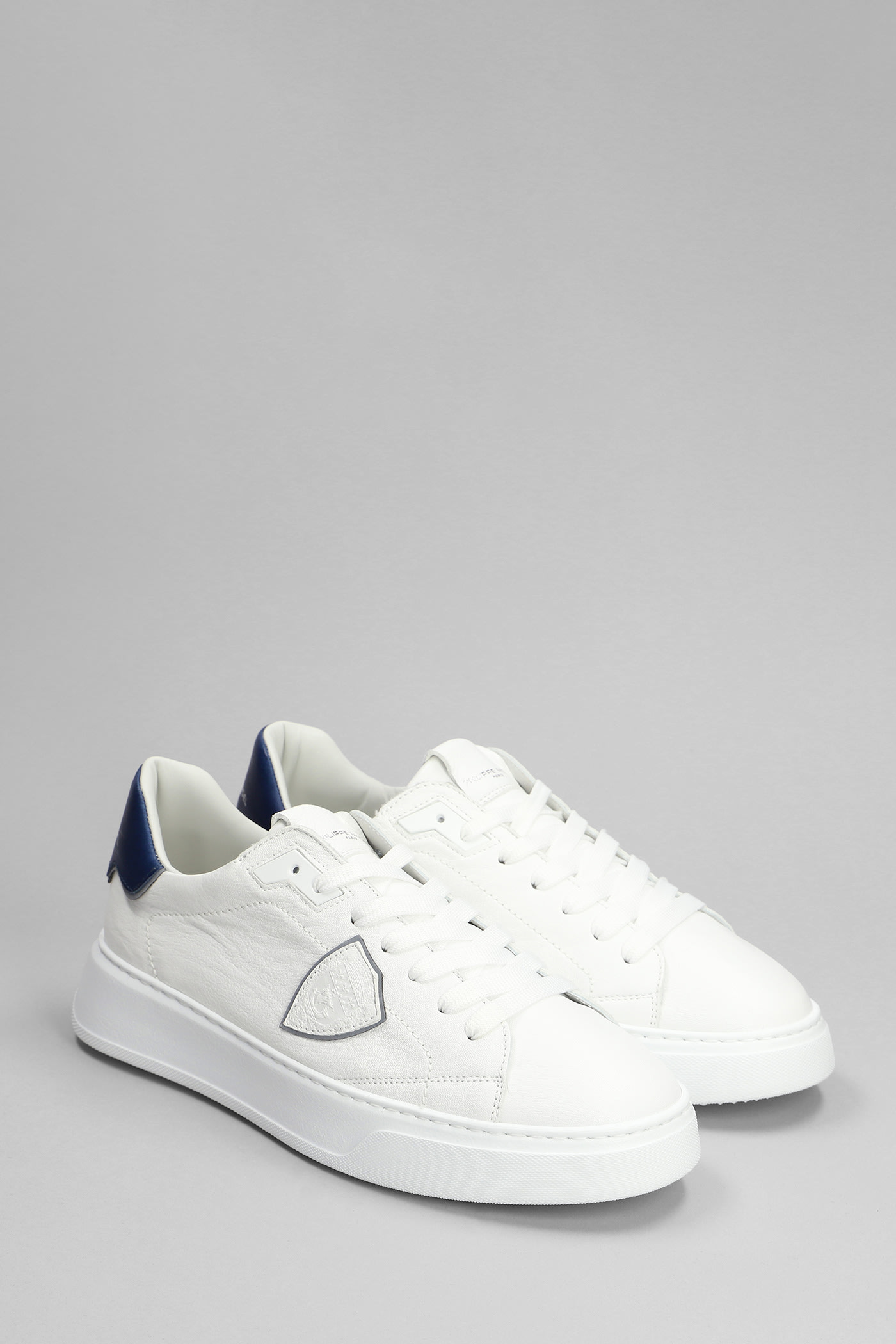 Shop Philippe Model Temple Low Sneakers In White Leather