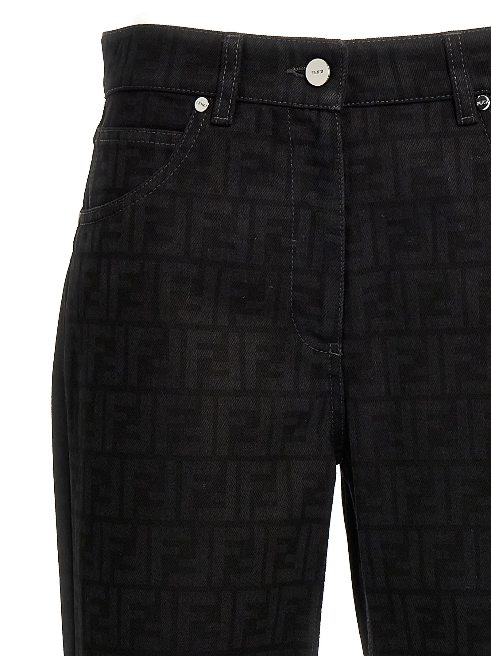 Shop Fendi Ff Jeans In Black