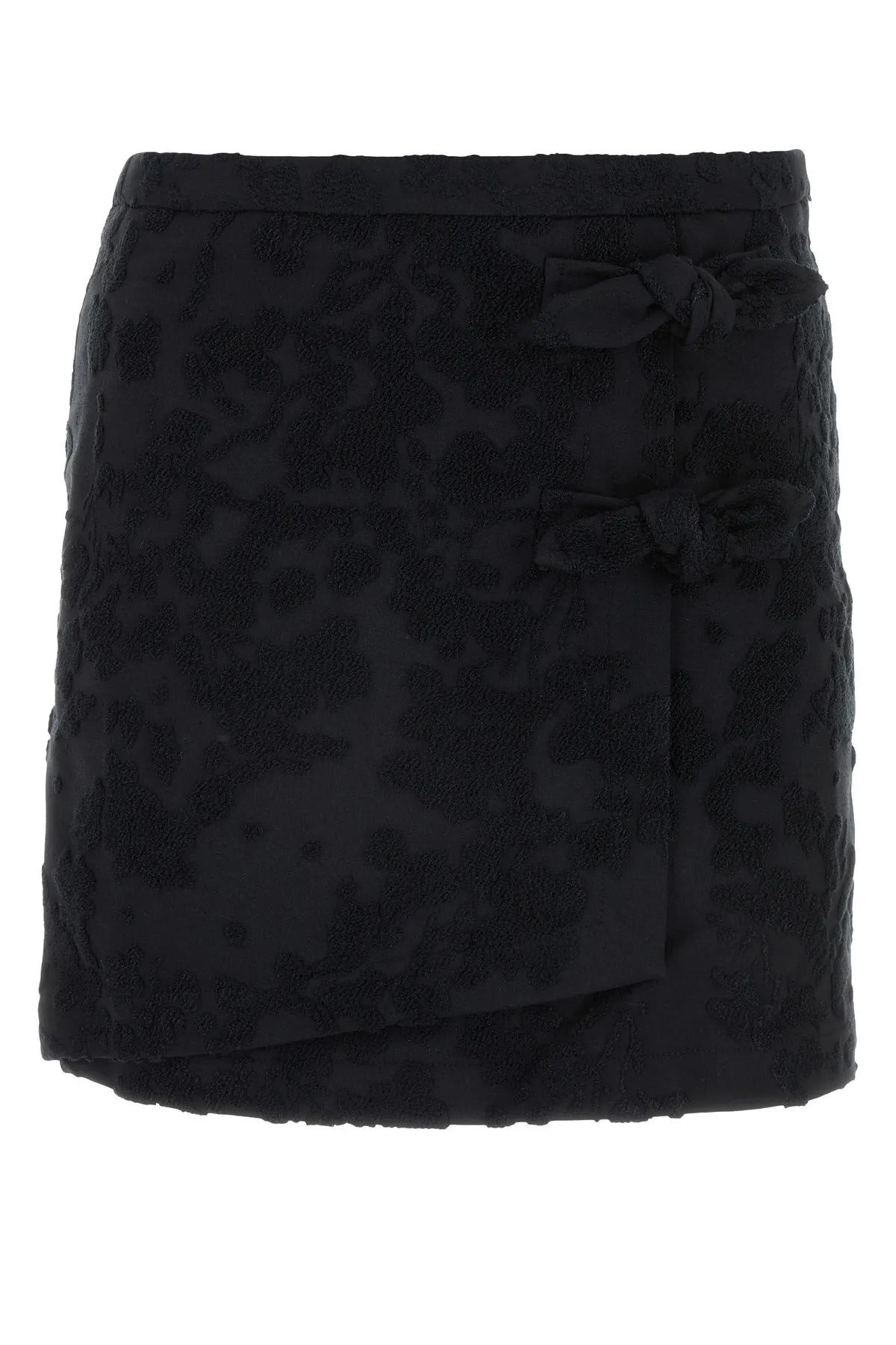 Black Acrylic Blend Mini Skirt