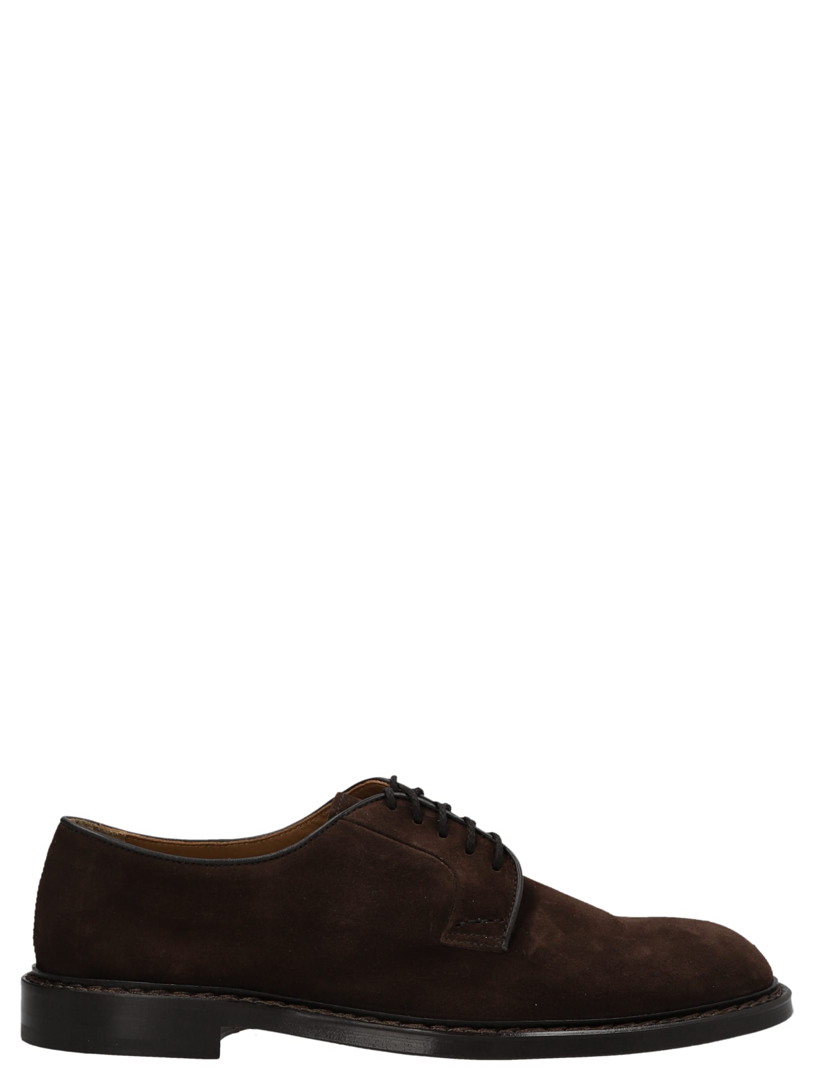 Doucal's Mink Suede Derby Lace-up Shoes In Brown