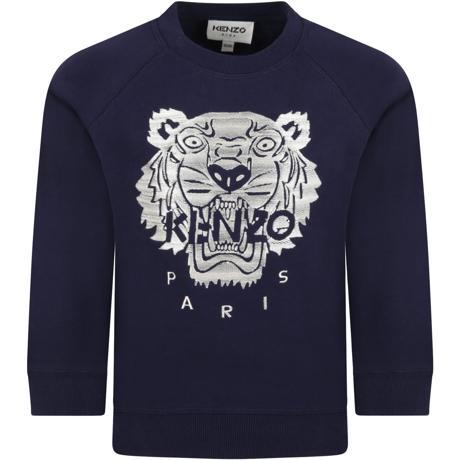 Kenzo Kids Blue Sweatshirt For Kids With Iconic Tiger