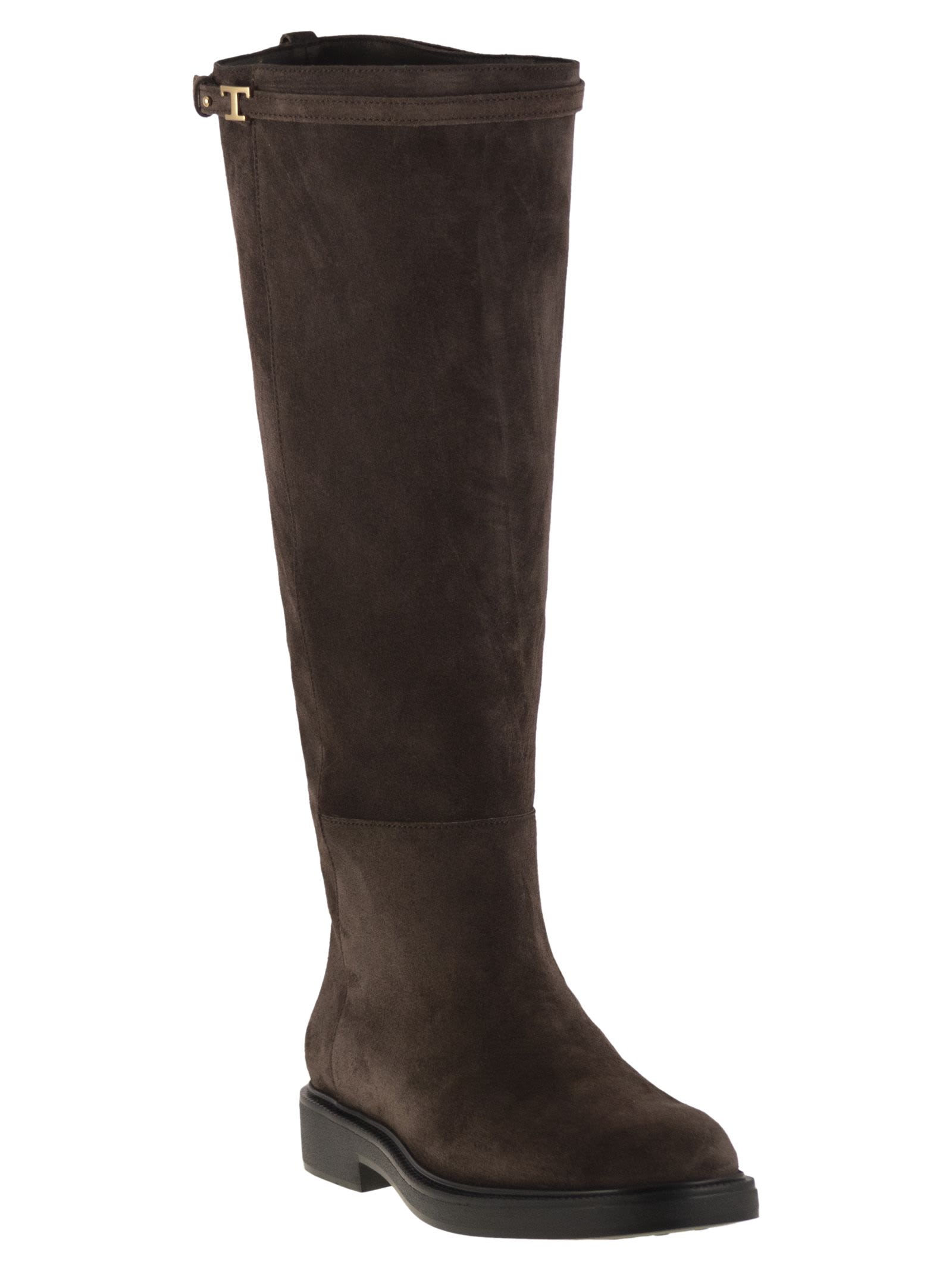 Tod's Suede Leather Boot In Brown