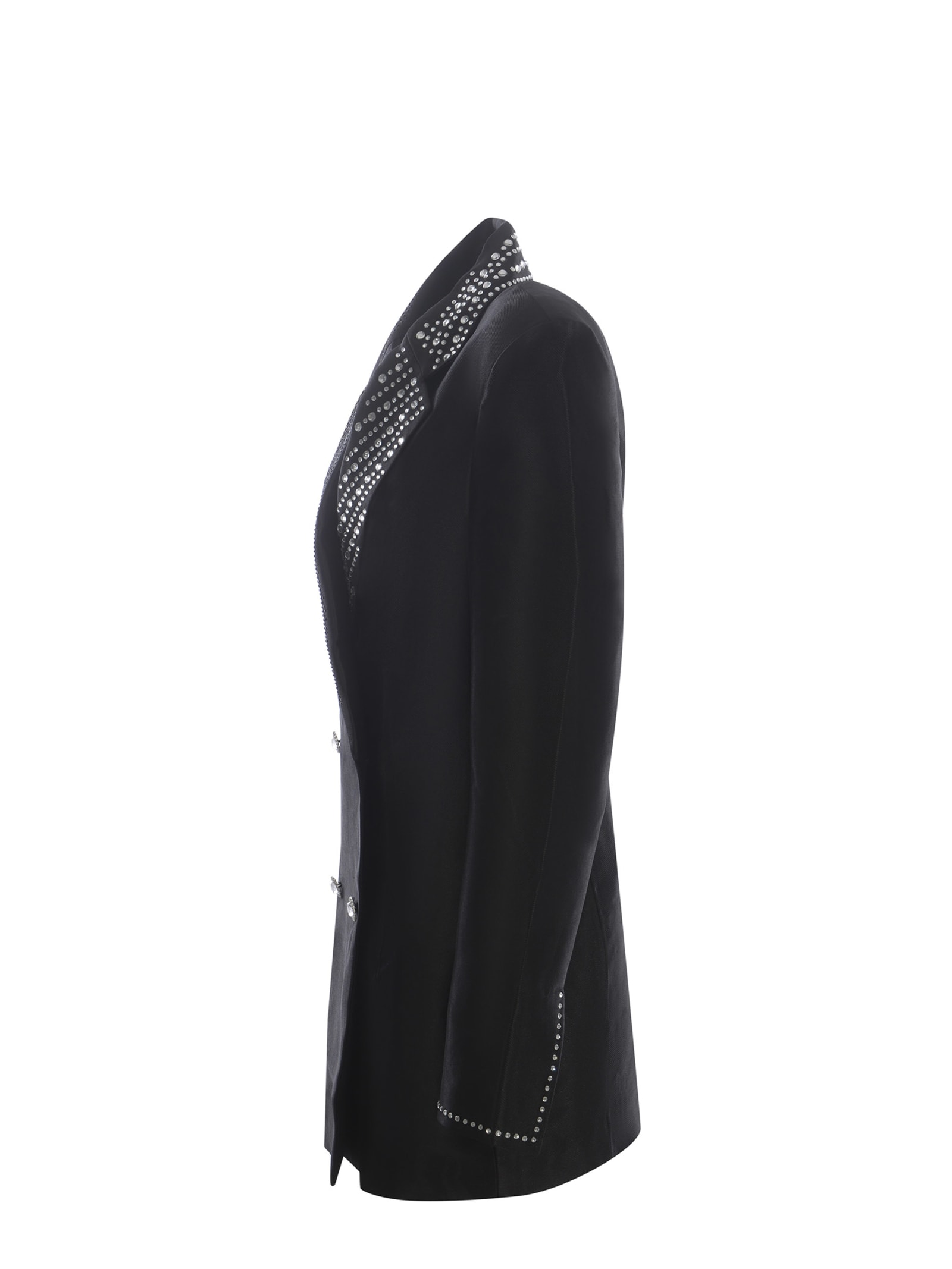 Shop Rotate Birger Christensen Jacket Dress Rotate Strass Made Of Viscose In Black