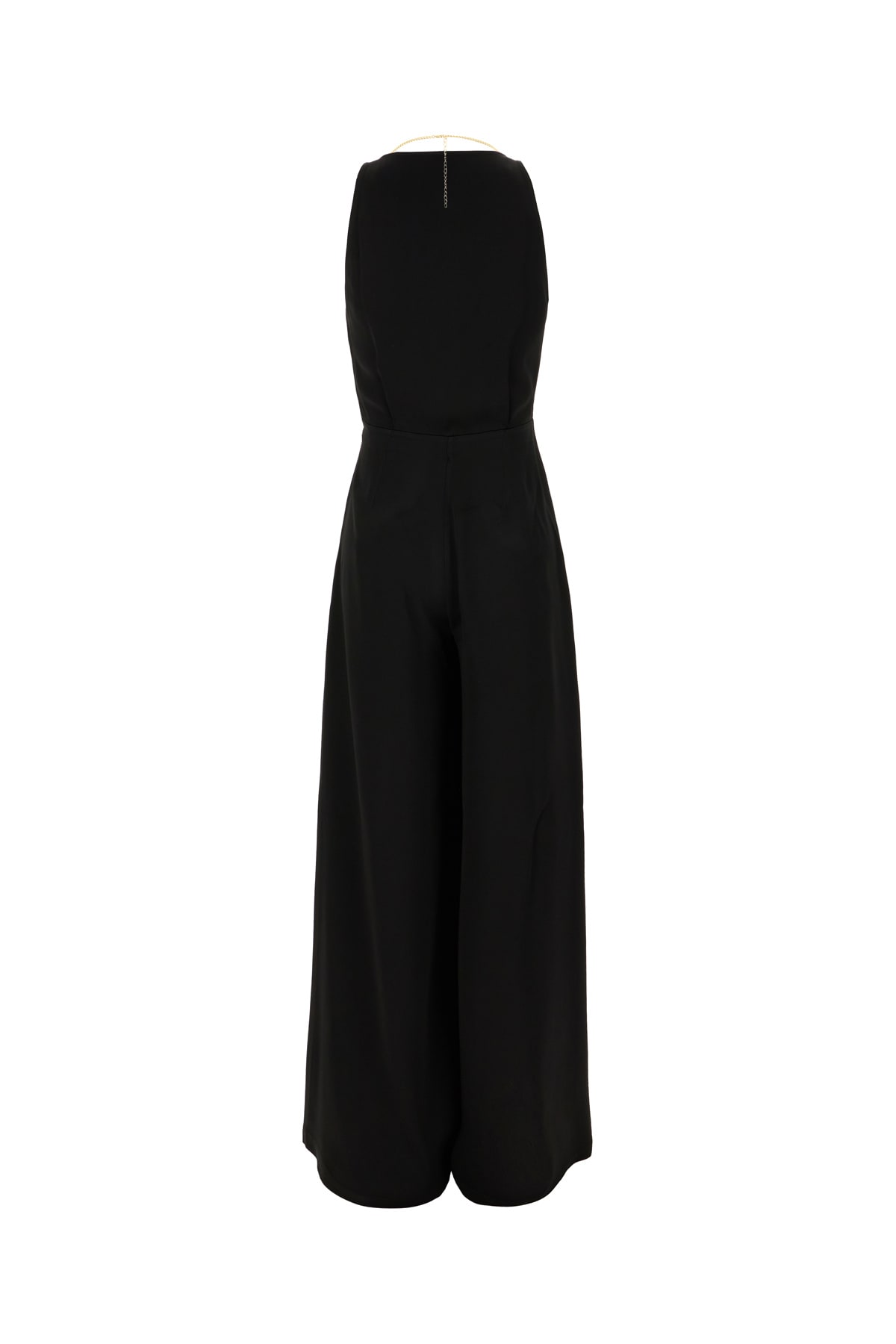 Elisabetta Franchi Jumpsuit Acetate Blend Metal Chain Accessory In Nero