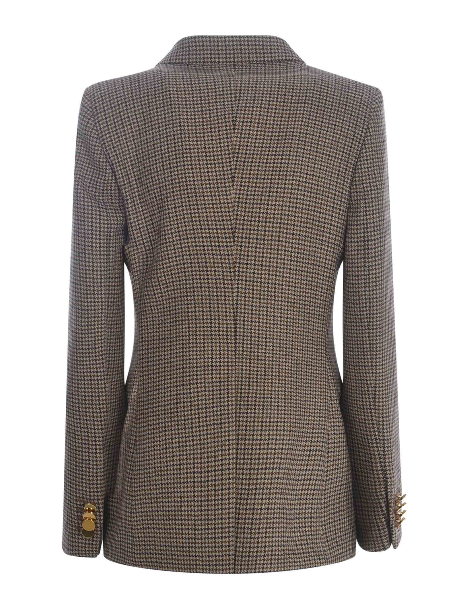 Shop Tagliatore Double-breasted Jacket  J-parigi Houndstooth In Brown