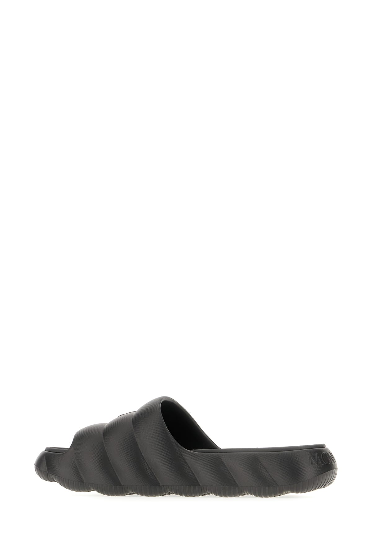 Moncler Black Sandals With Tonal Embossed Logo And Open Toe In Rubber Man