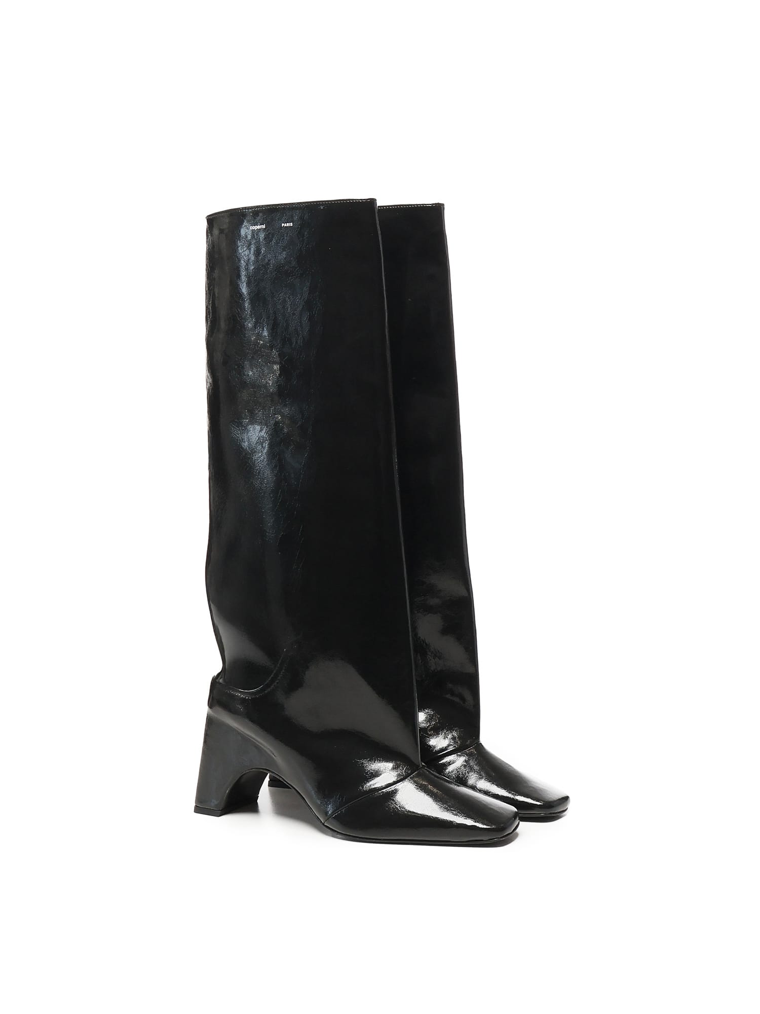 Coperni Knee-high Black Boots With Sculptural Heel In Black