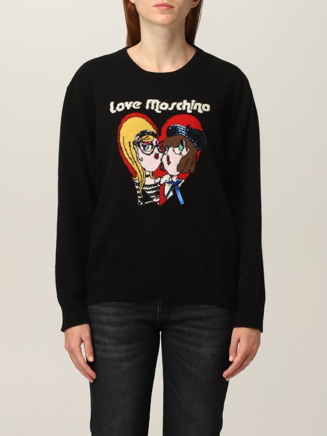 Love Moschino Sweater Crewneck With Jacquard Heart