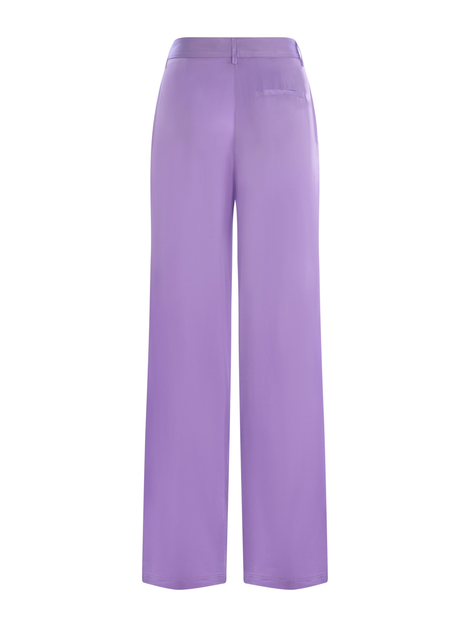 Shop Forte Forte Trousers  My Pants In Silk Satin In Glicine