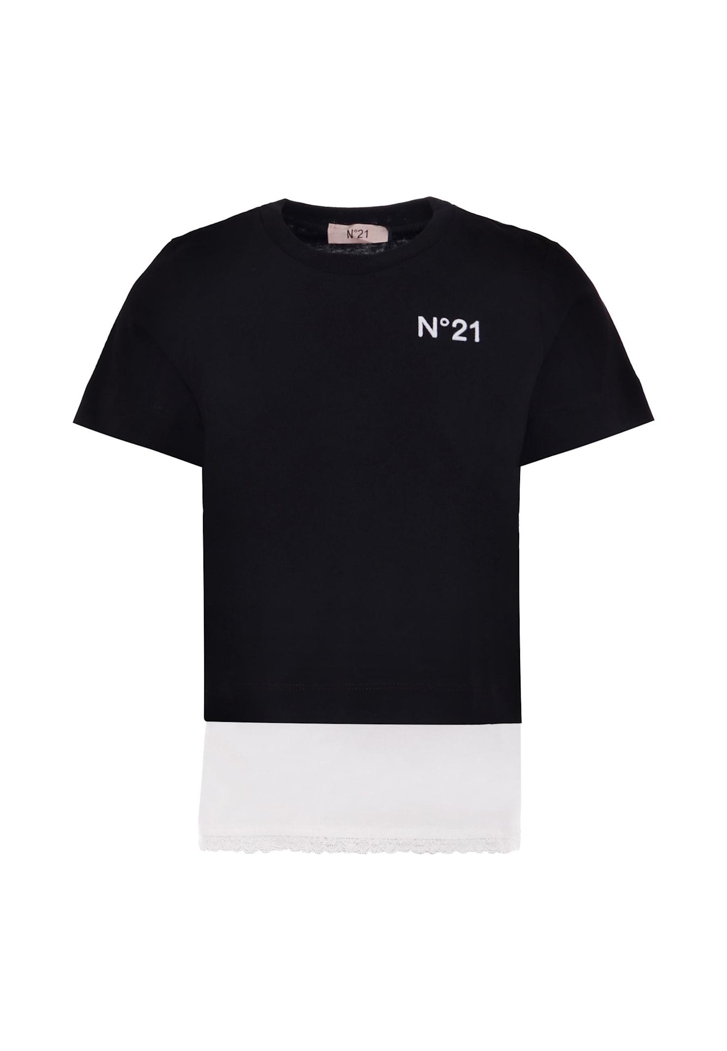 N°21 Kids' Black T-shir For Girl With Logo