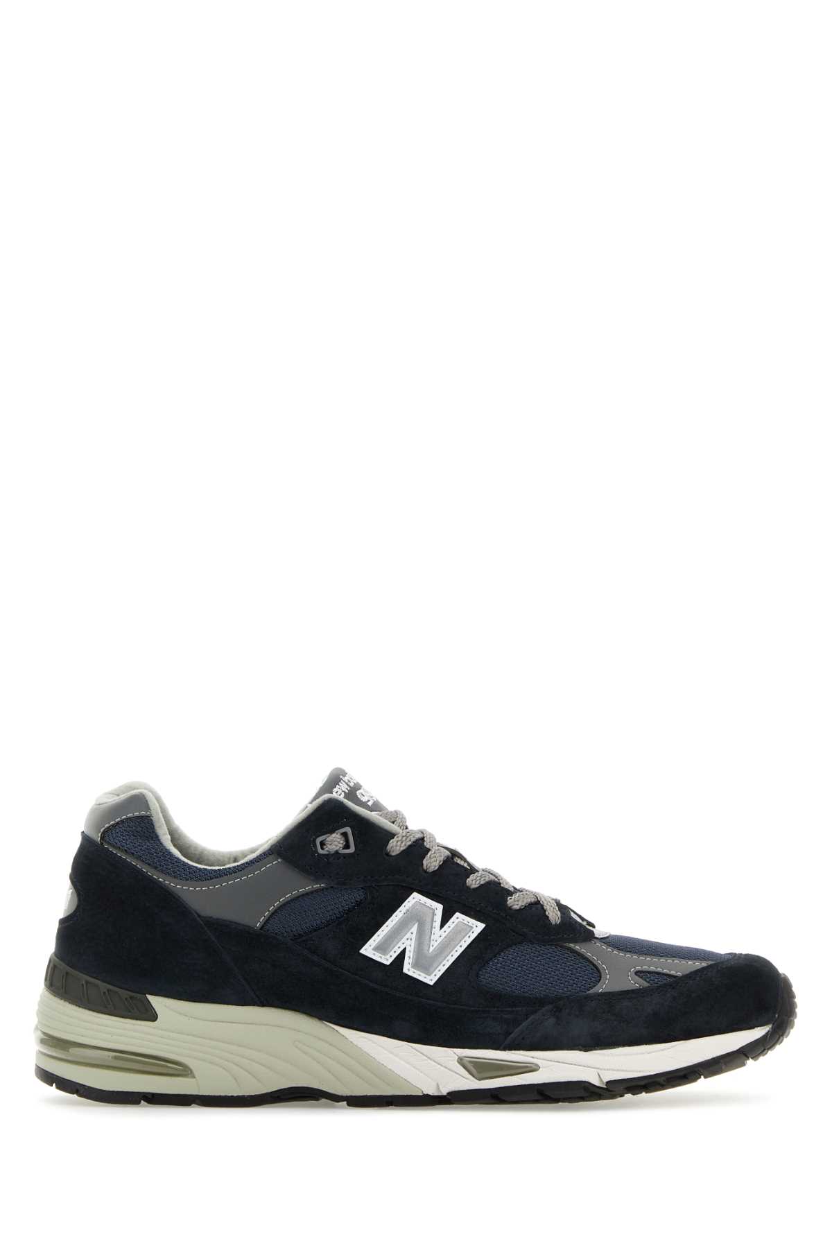 Shop New Balance Two-tone Suede And Mesh 991 Sneakers In Navy