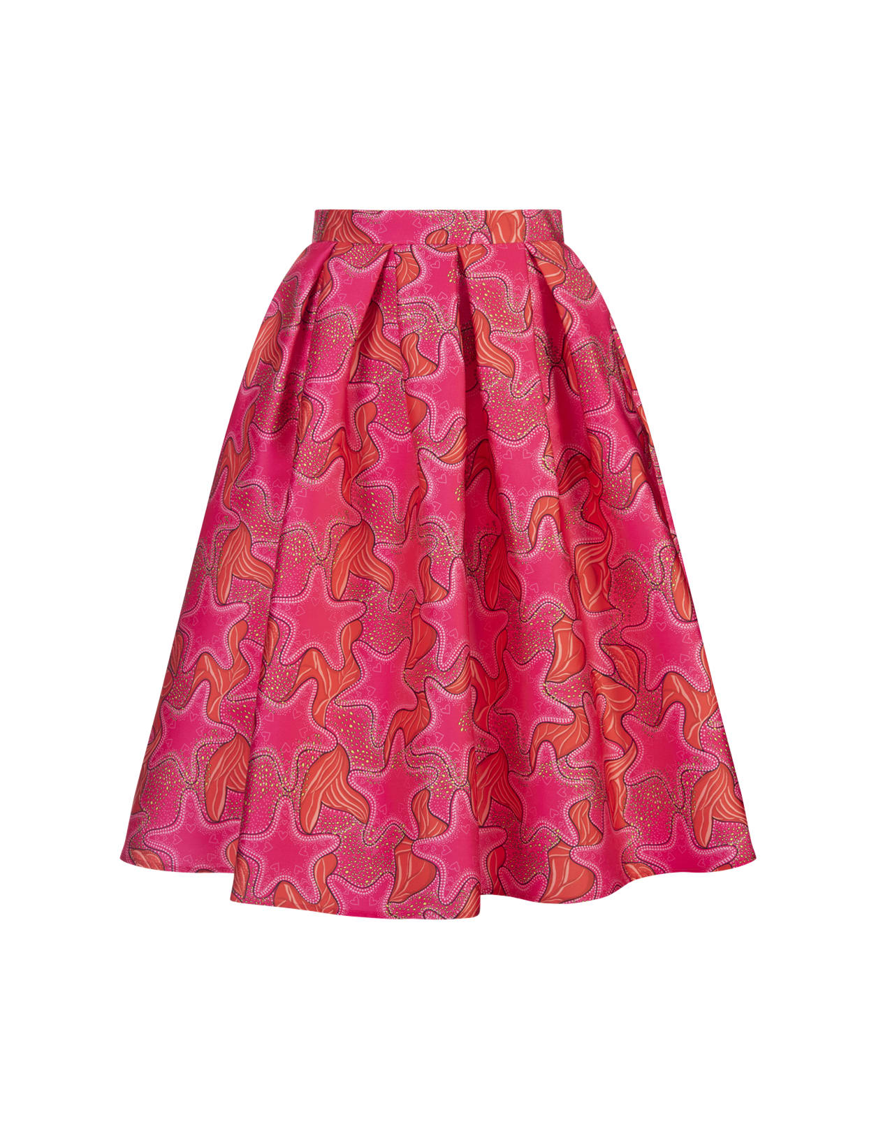 Midi Skirt With Fuchsia Stars Print