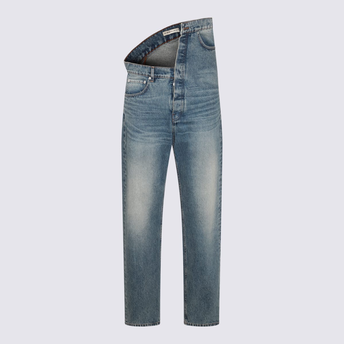 Shop Y/project Blue Cotton Denim Jeans In Evergreen Vintage Blue