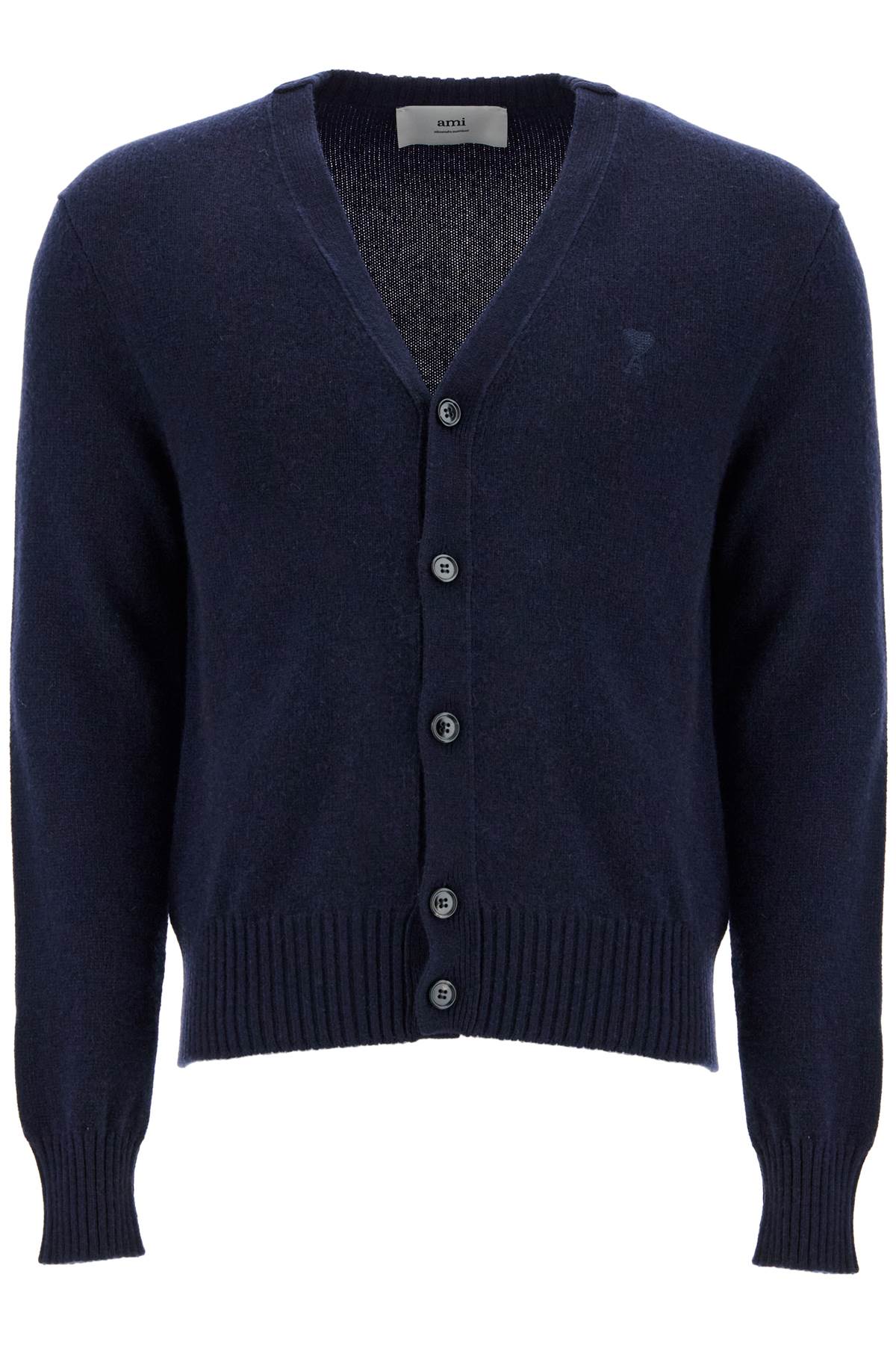 Shop Ami Alexandre Mattiussi Cashmere Cardigan For In Bleu Marine (blue)