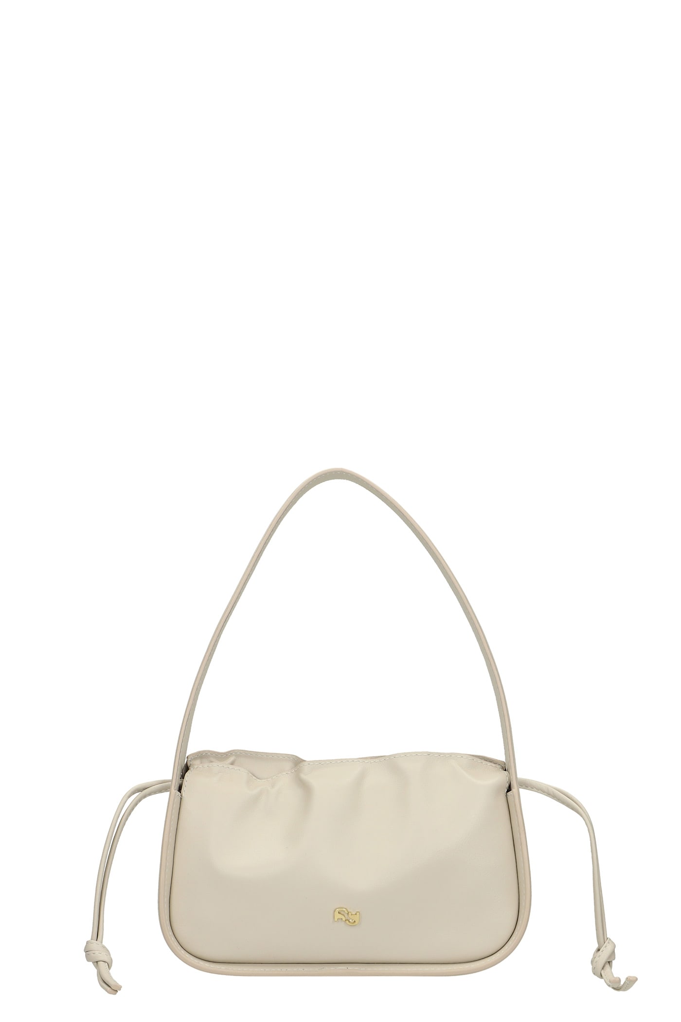 YUZEFI Mini Scrunch Hand Bag In White Leather