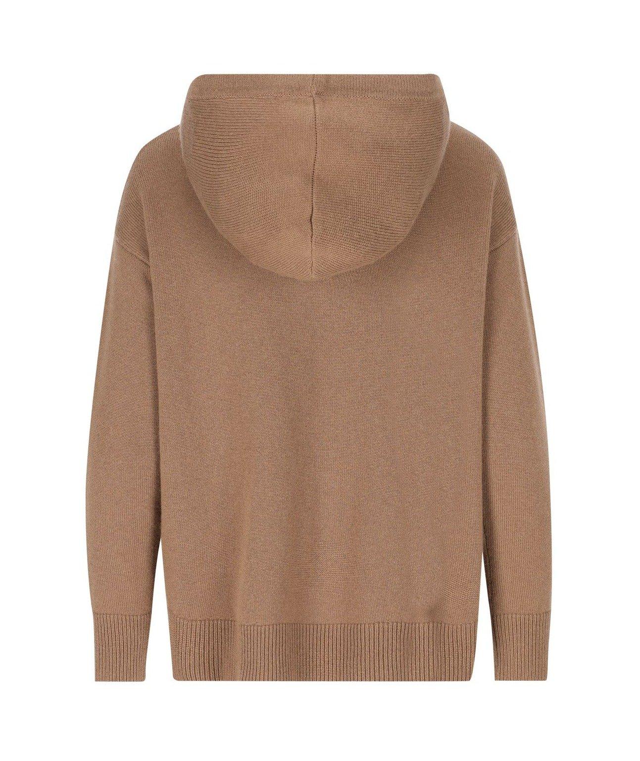 Shop 's Max Mara Logo Embellished Knitted Hoodie In Cammello