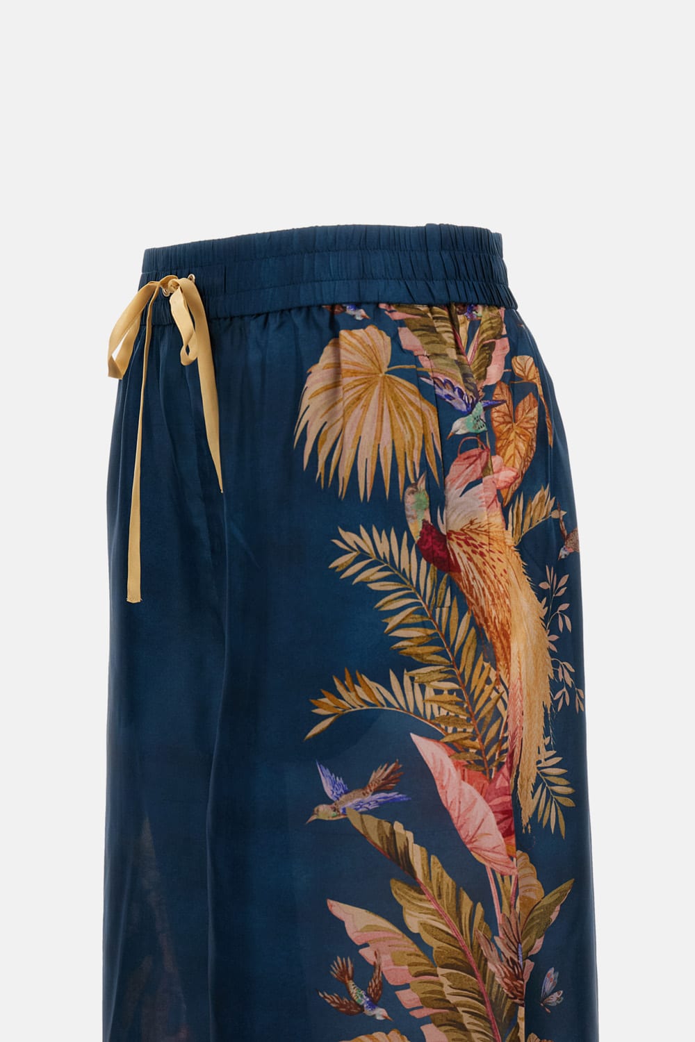 Zimmermann Womens Dark Blue Palm Floral Ascension Relaxed-fit Silk Trousers