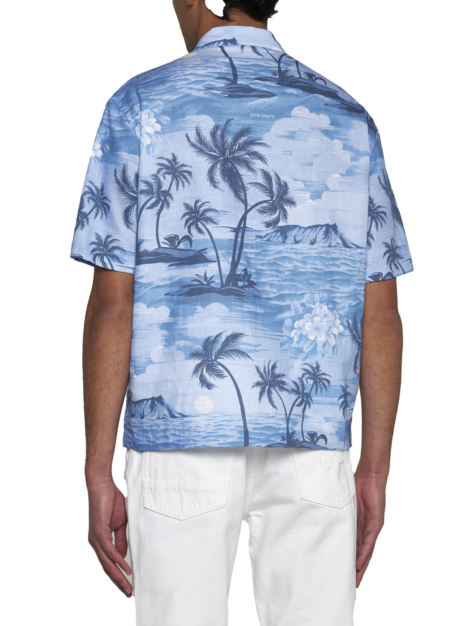Shop Palm Angels Shirt In Indigo Blue Indigo