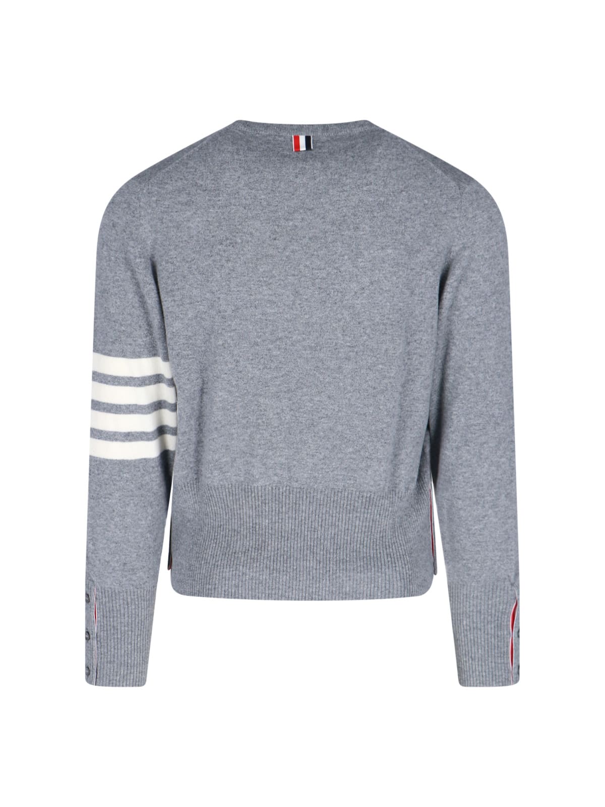 Thom Browne Crewneck Sweater With Ribbed Cuffs And Hem In Blue