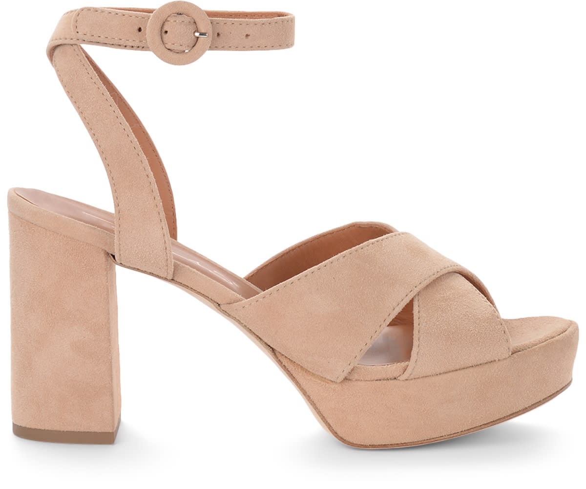 Via Roma 15 Heeled Sandal In Sand-colored Suede