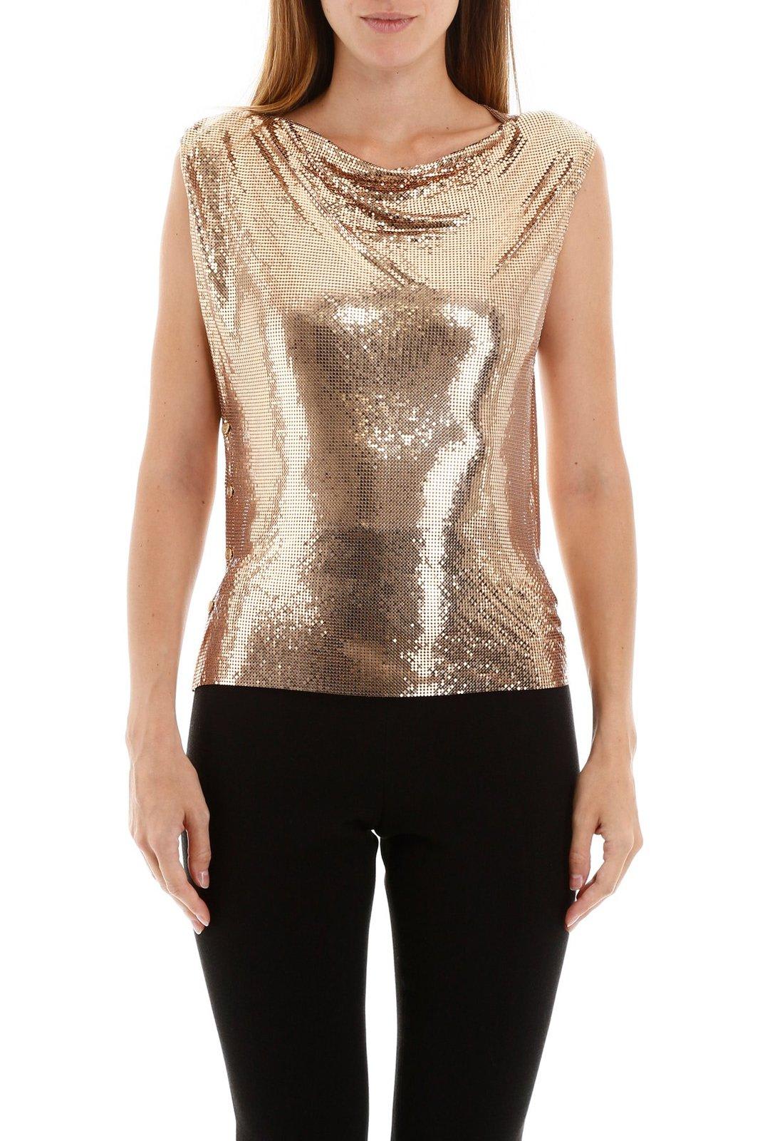 Shop Rabanne Sleeveless Chainmail Top In Golden