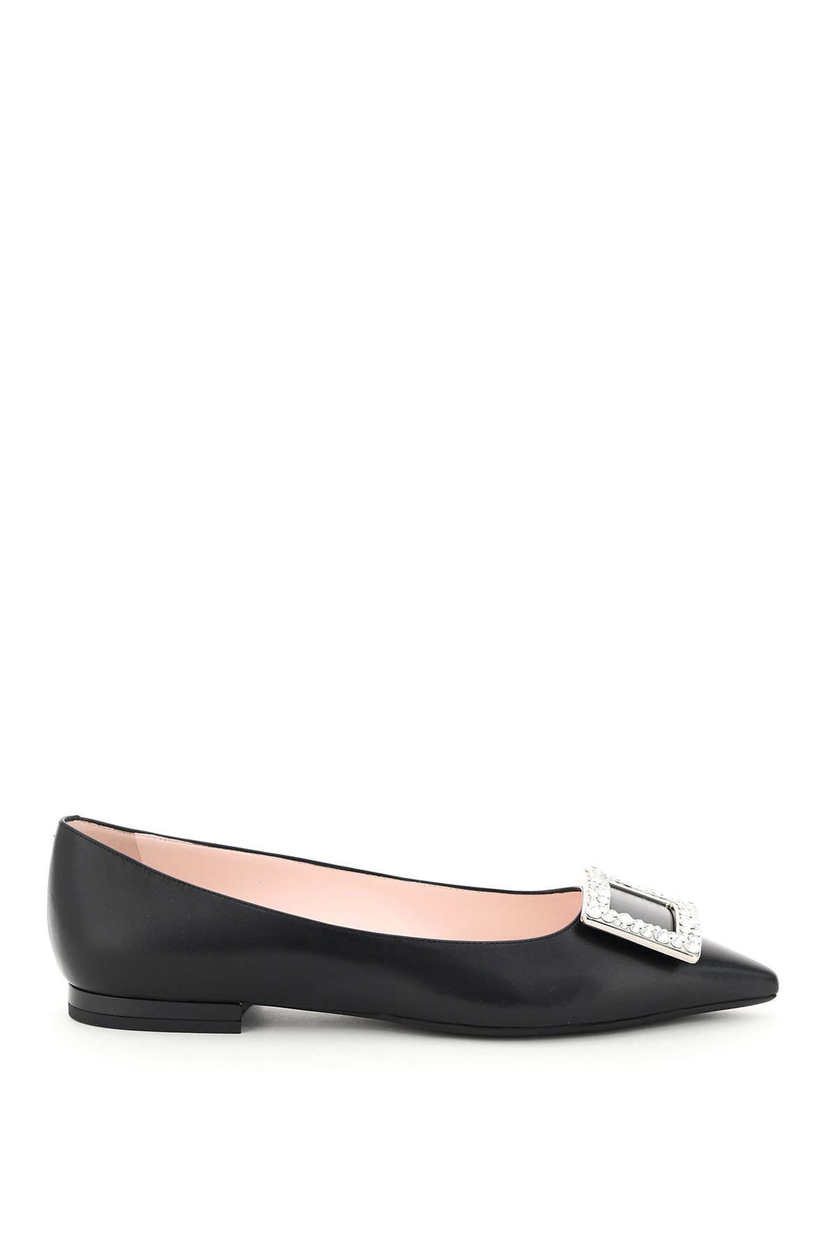 Roger Vivier Gommettine Ballet Flats 05 Crystal Buckle In Nero (black)