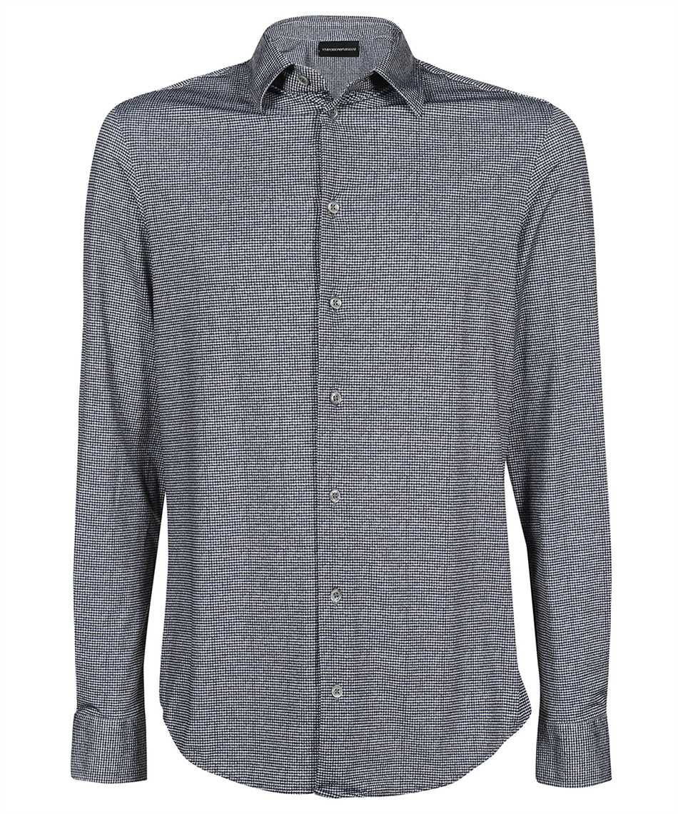 Emporio Armani Houndstooth Pattern Shirt In Black