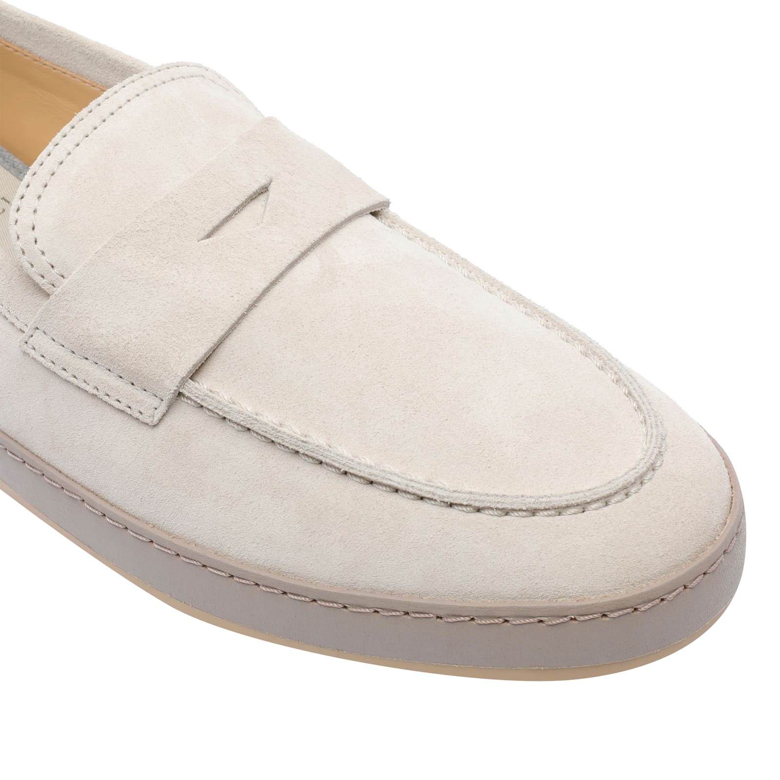 Brunello Cucinelli Loafers With Round Toe And Suede Finish In Sand