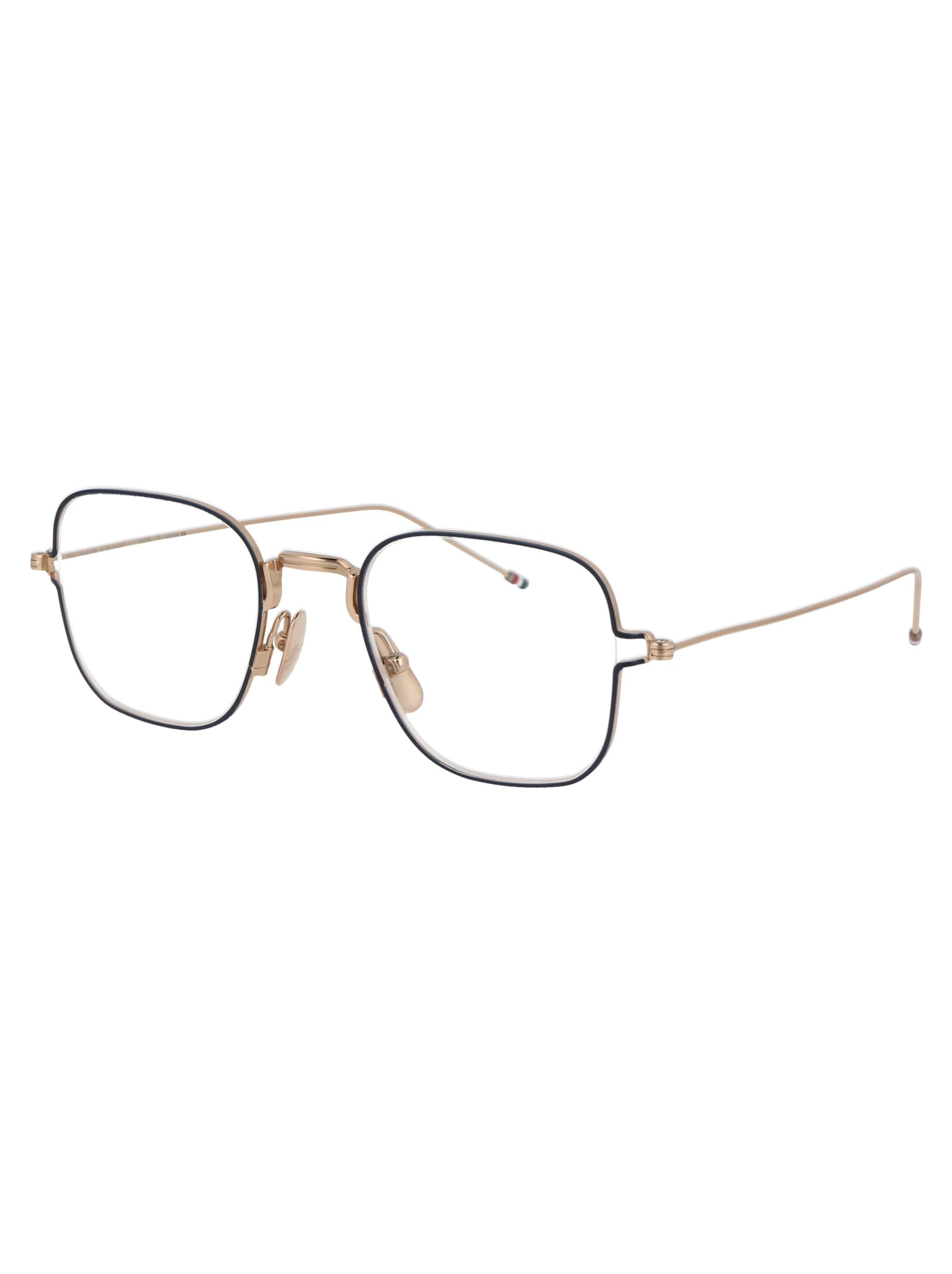 Shop Thom Browne Tb-116 Glasses In White Gold - Navy W/ Clear