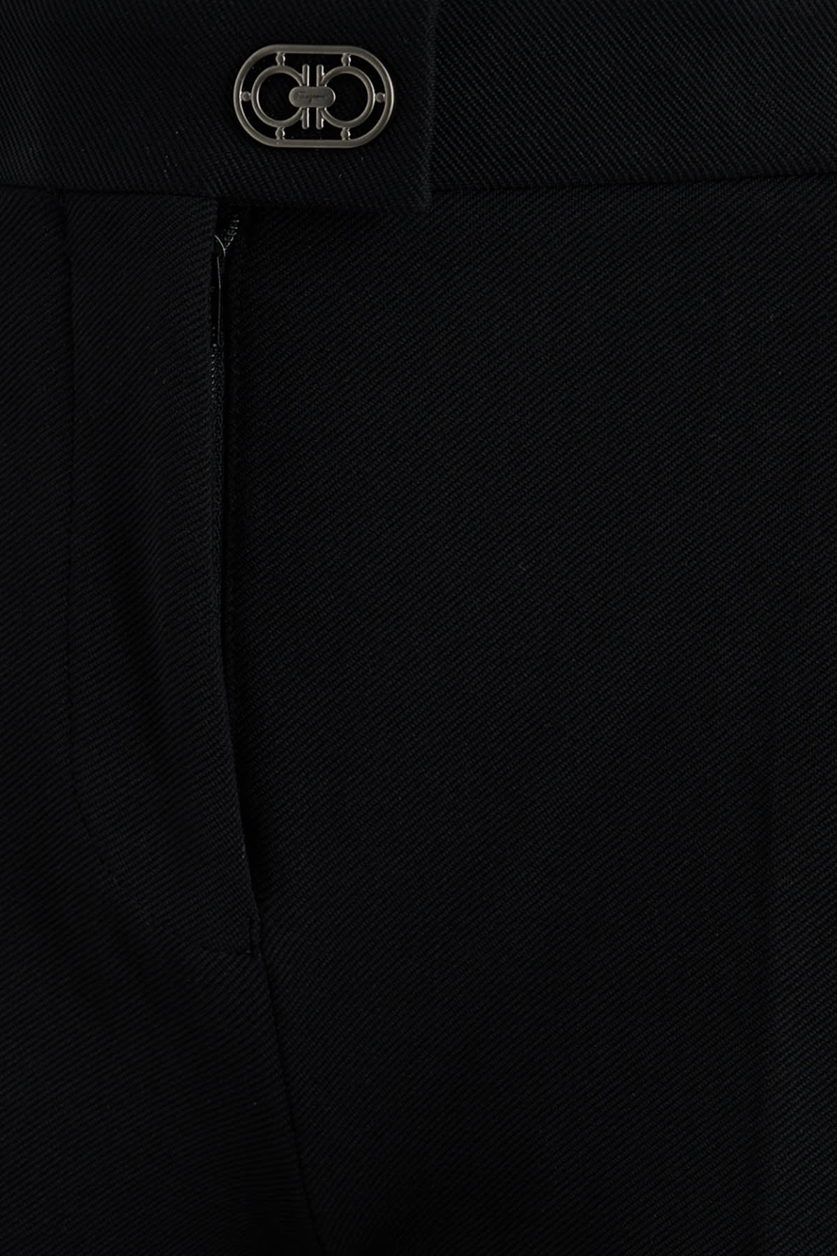 Ferragamo High Waist Jersey Trousers With Jewel Button In 001