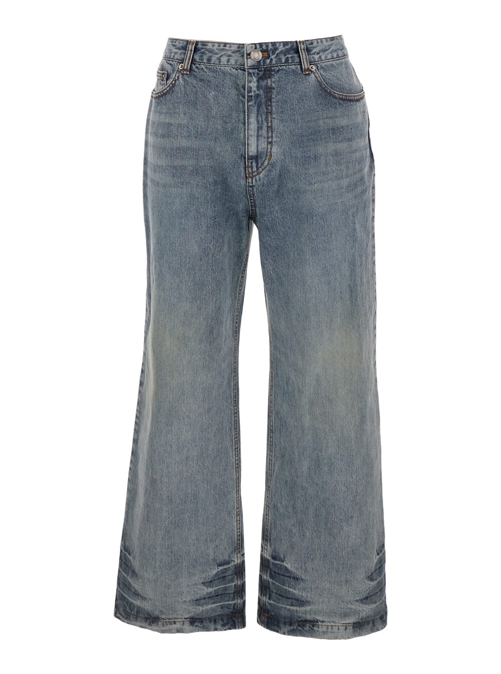 Juun. J Blue Jeans With Belt Loops And Panelled Design In Denim Man