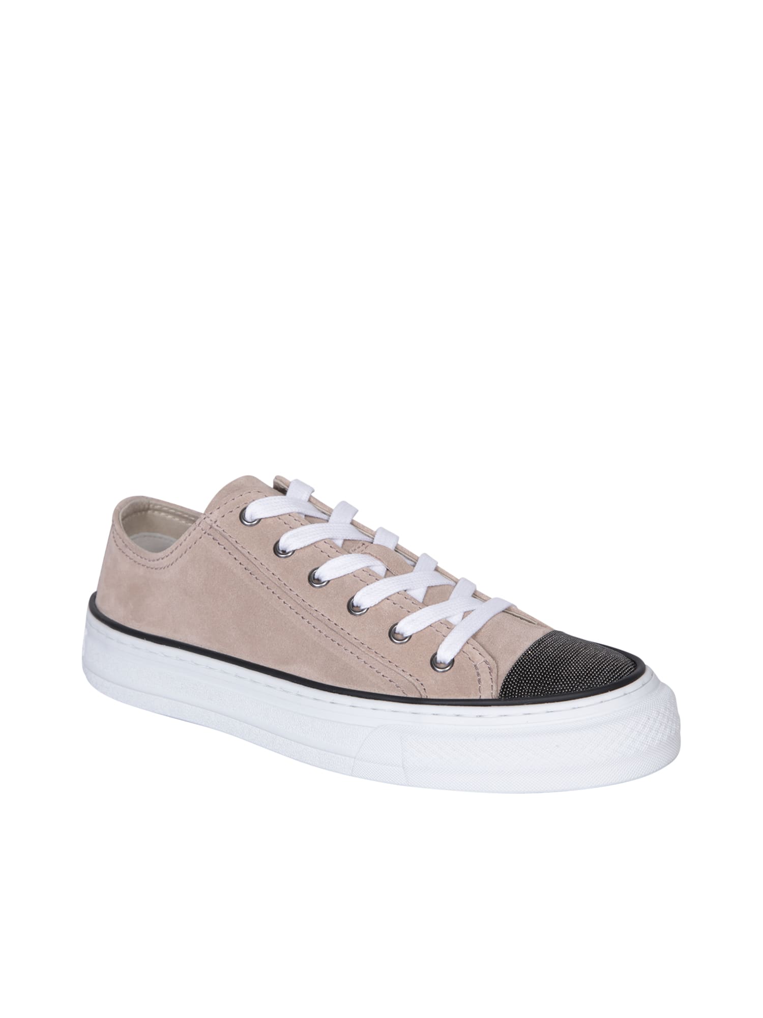Brunello Cucinelli Sneaker With Precious Toe In Walnut
