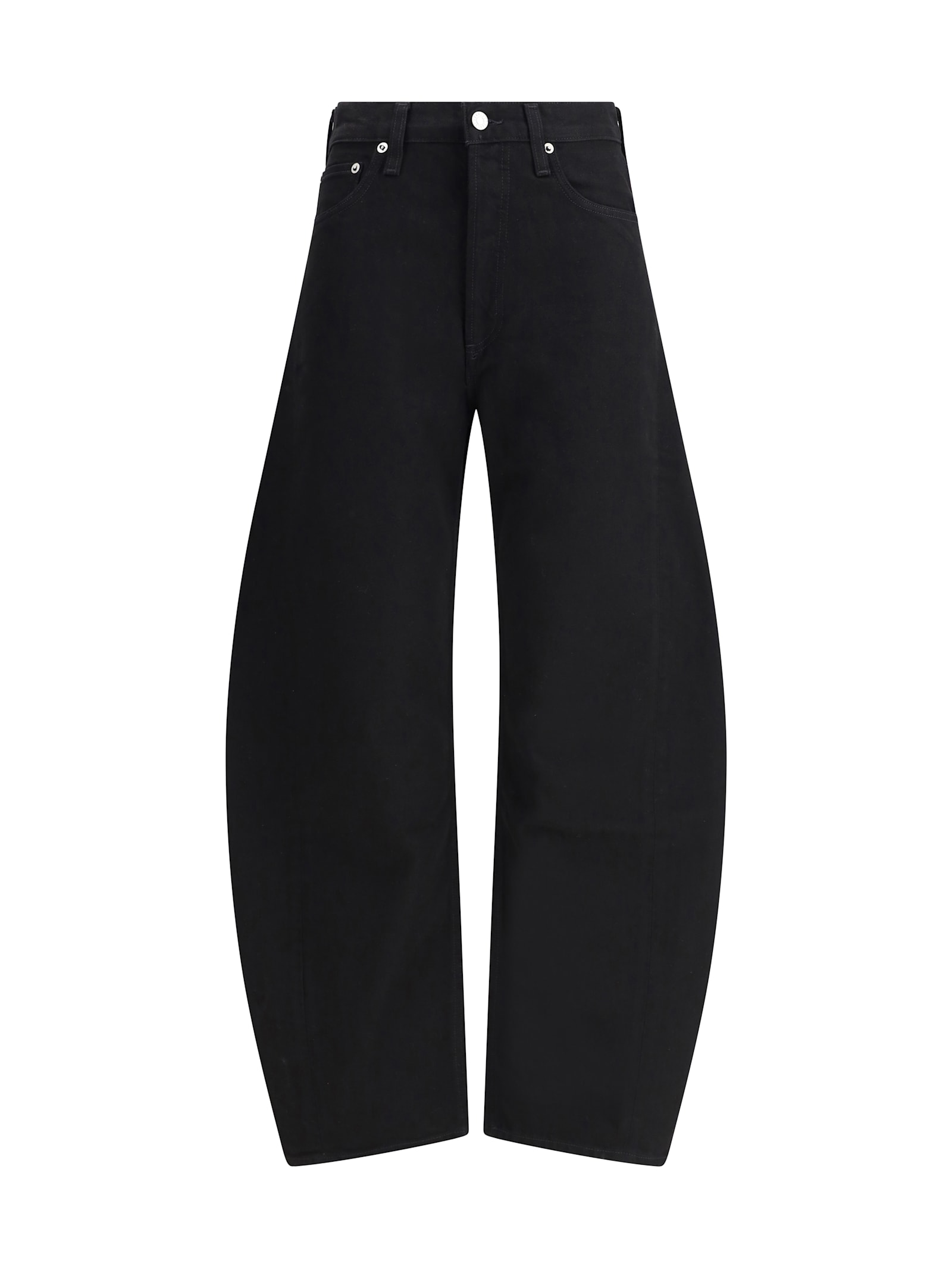 Agolde Denim Trousers With Belt Loops In Black