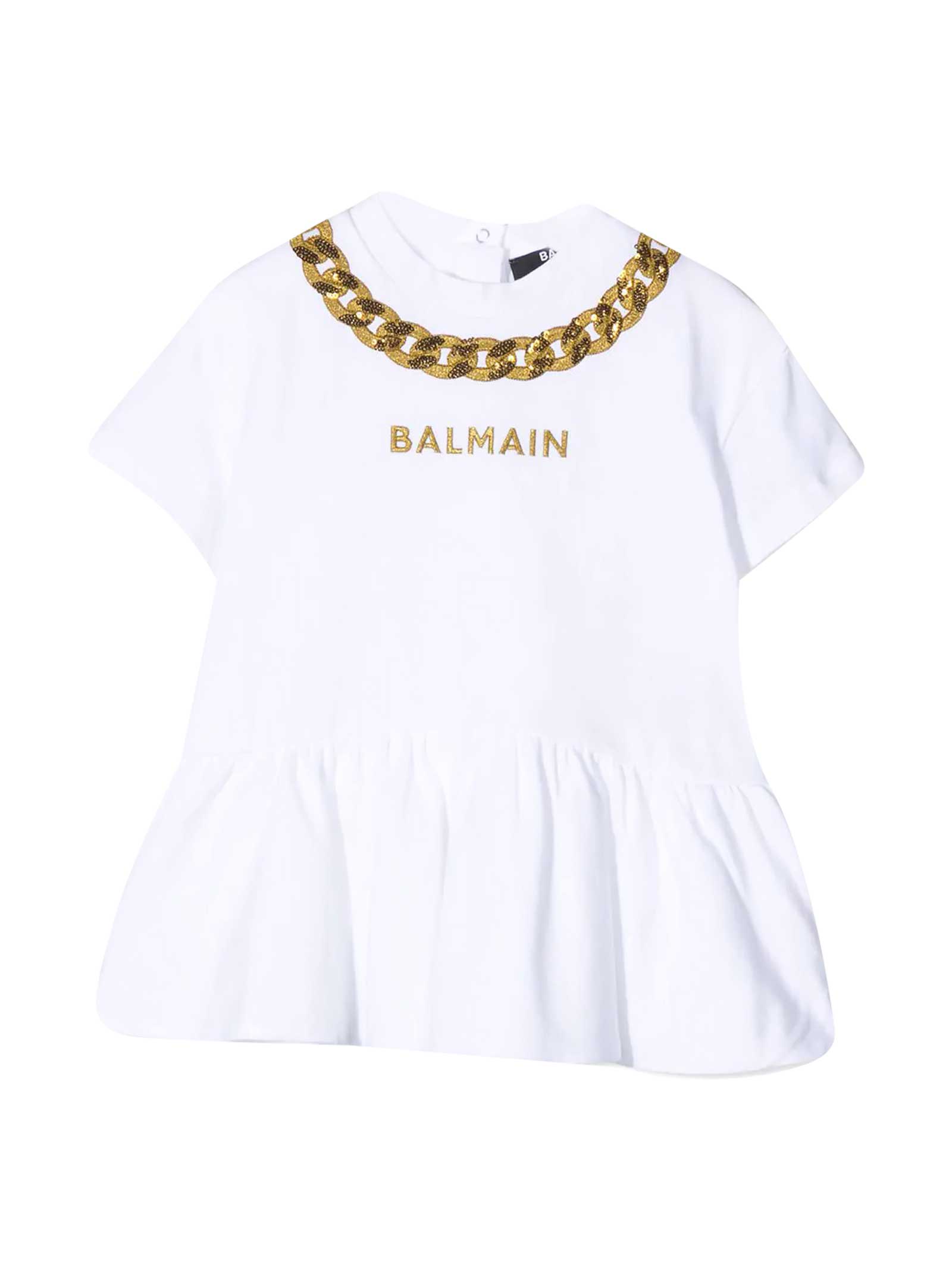 BALMAIN WHITE T-SHIRT DRESS,6O1881OB690 100