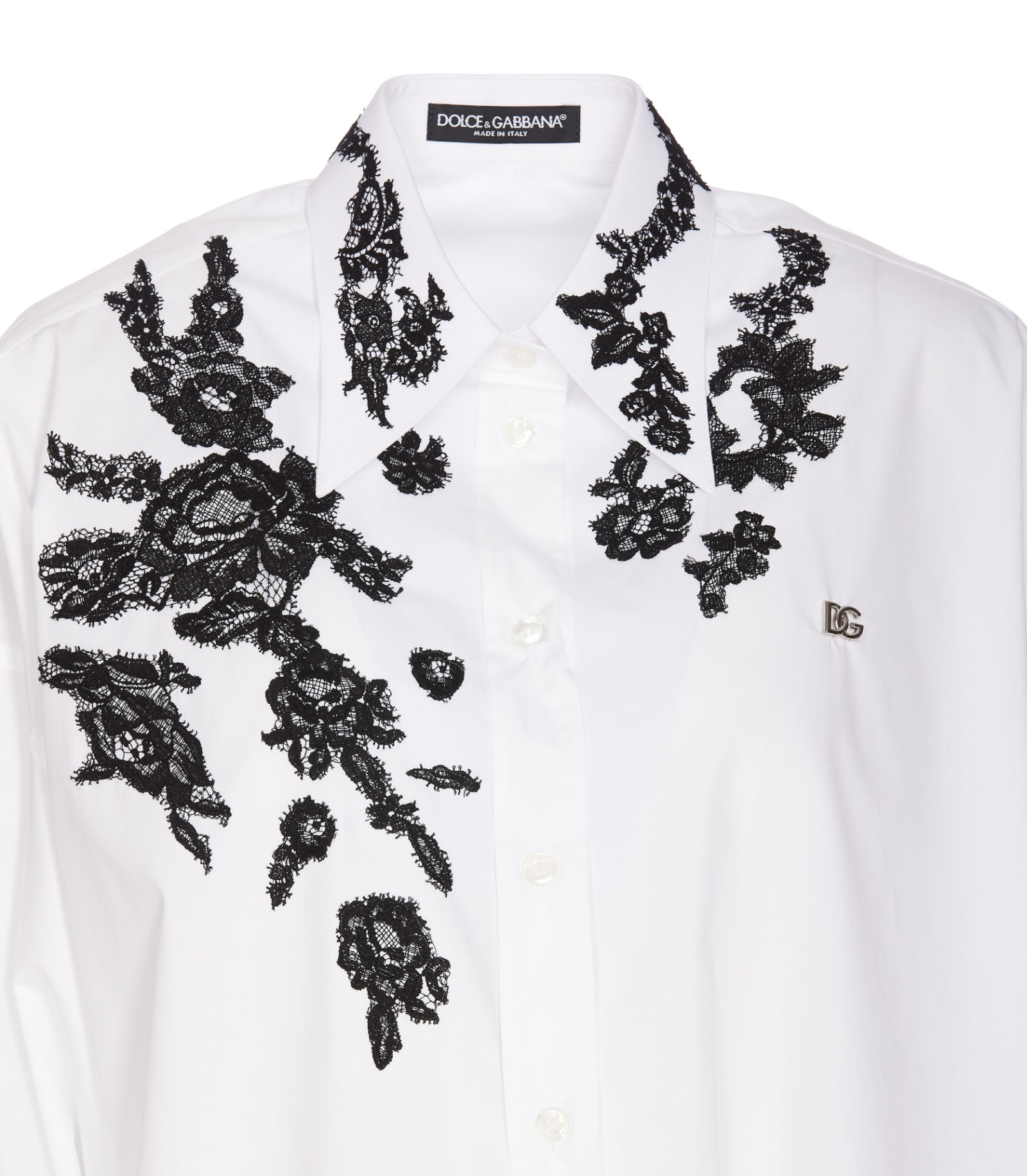 Shop Dolce & Gabbana Lace Appliques Oversize Shirt In White