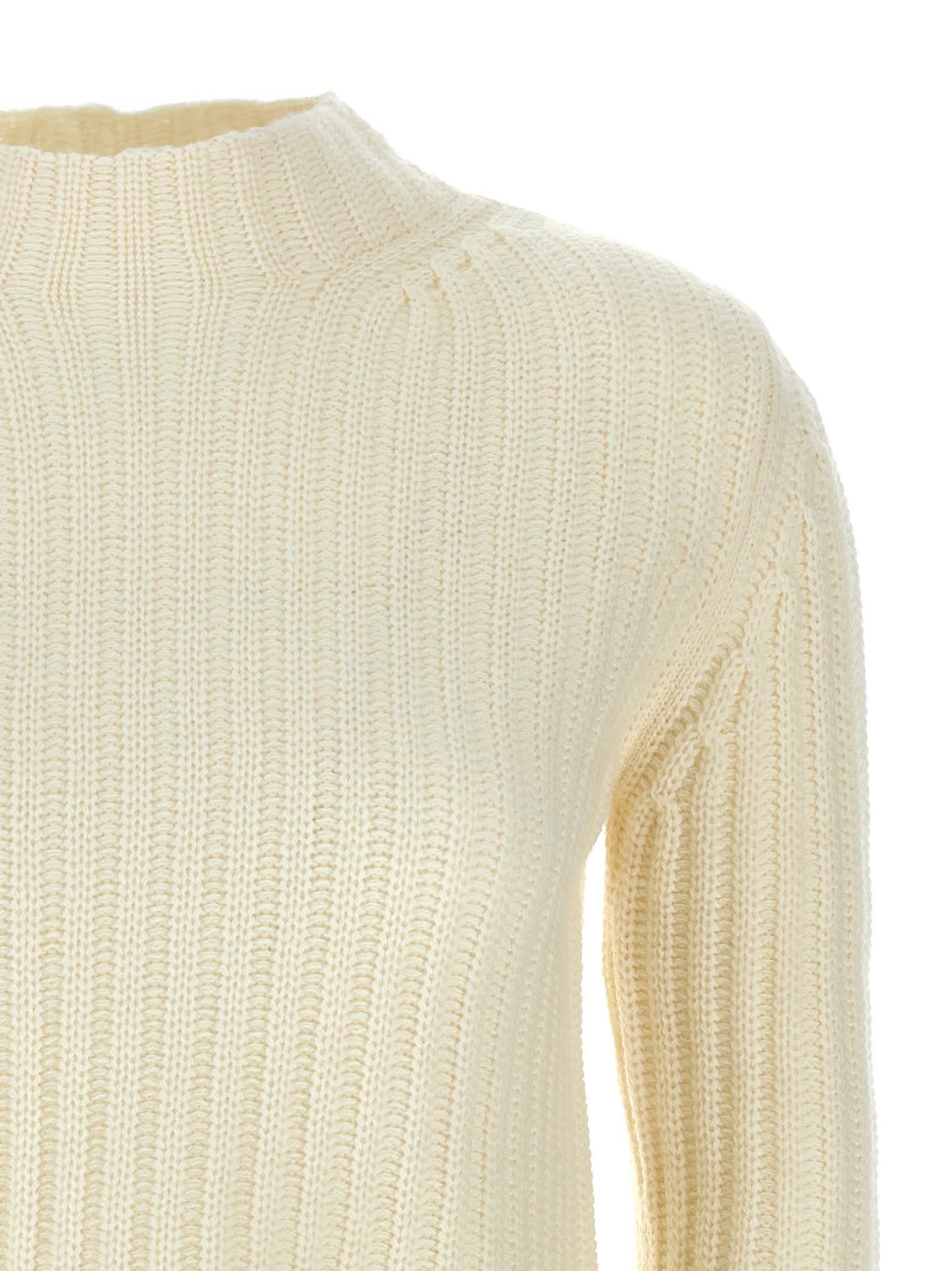 Max Mara Mini Wool And Cashmere Sweater With Diamond Cable Knit Design In White
