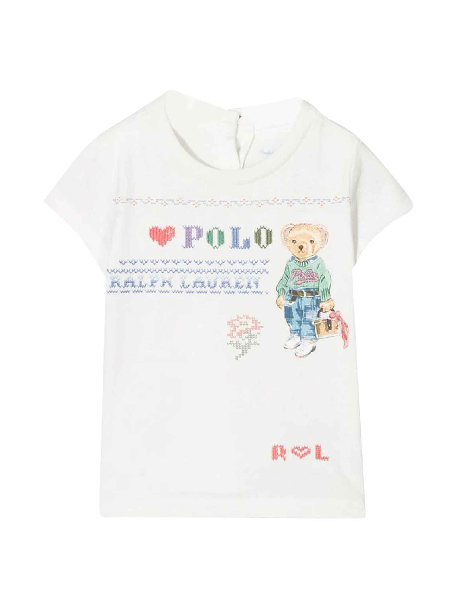 Ralph Lauren White T-shirt Baby Girl, Mini Rodini