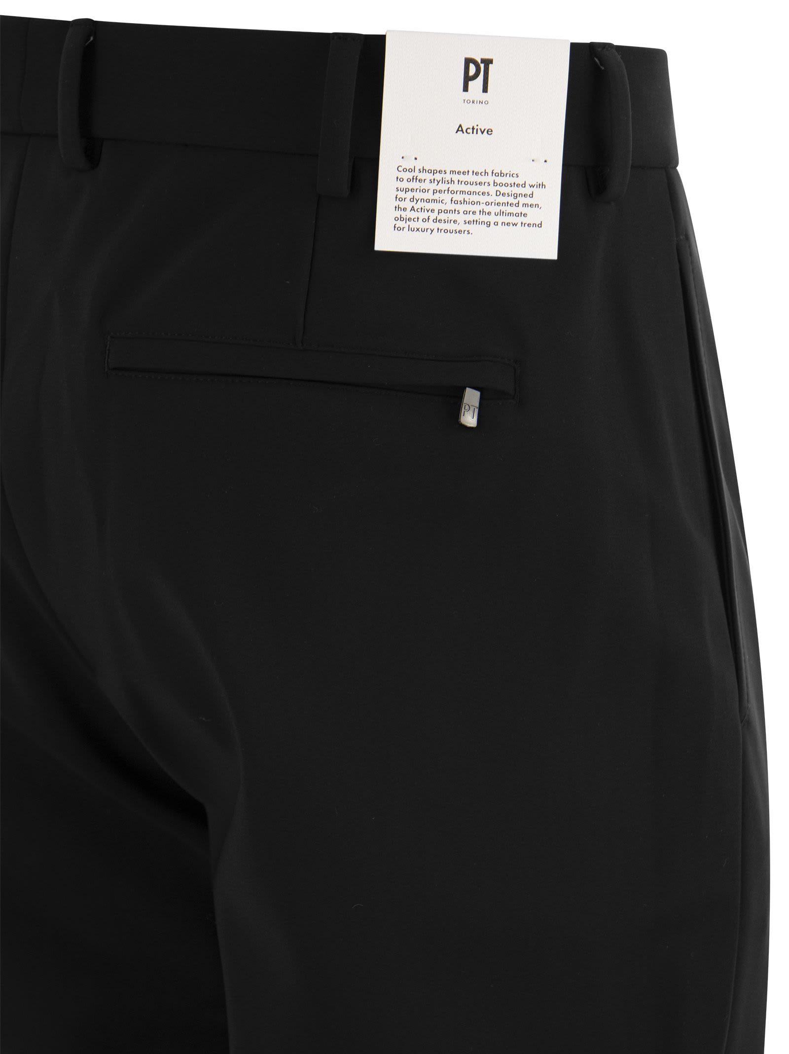 Shop Pt Torino Epsilon Trousers In Technical Fabric In Black