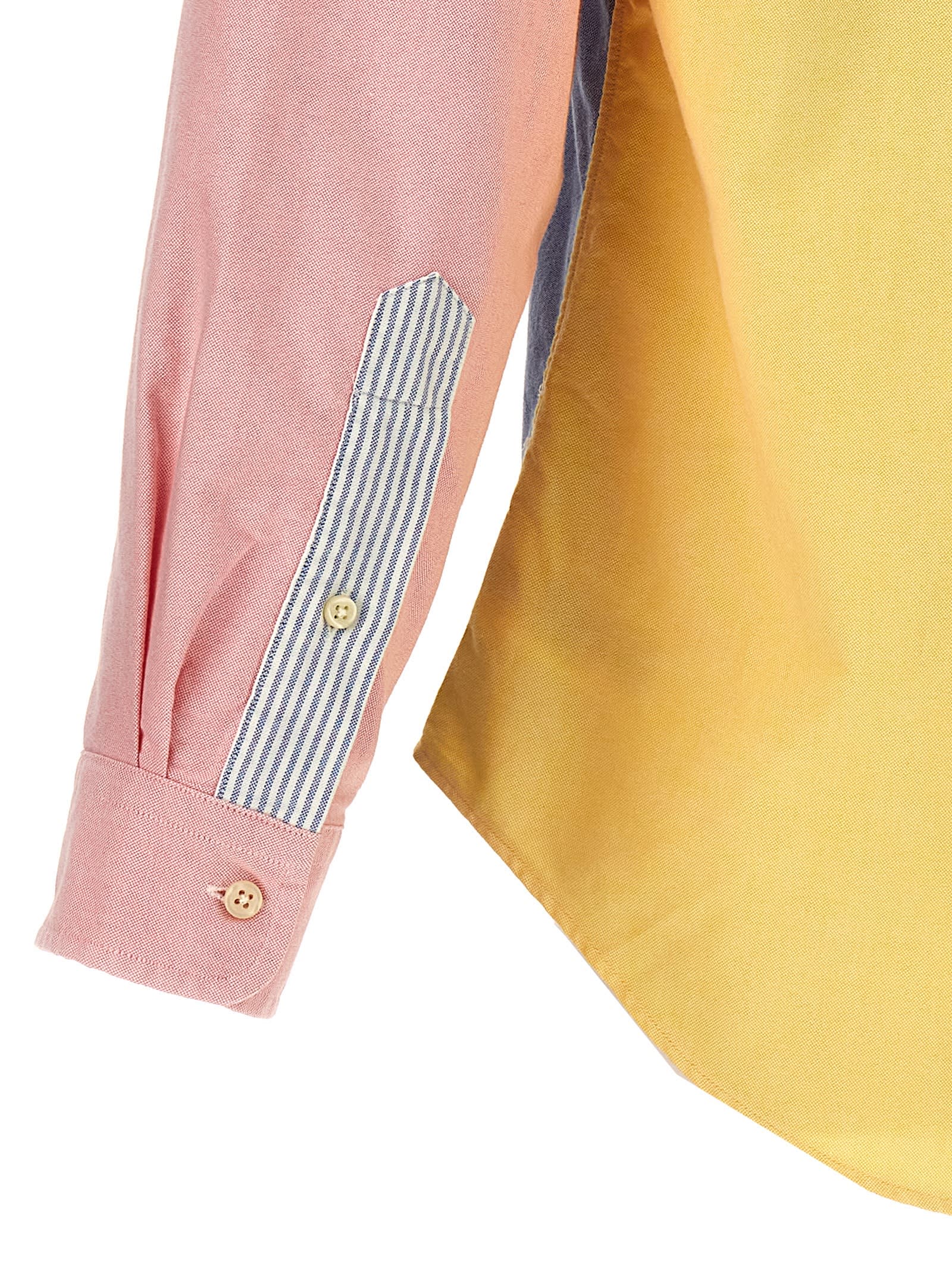 Ralph Lauren Patchwork Shirt With Logo Embroidery In Blue