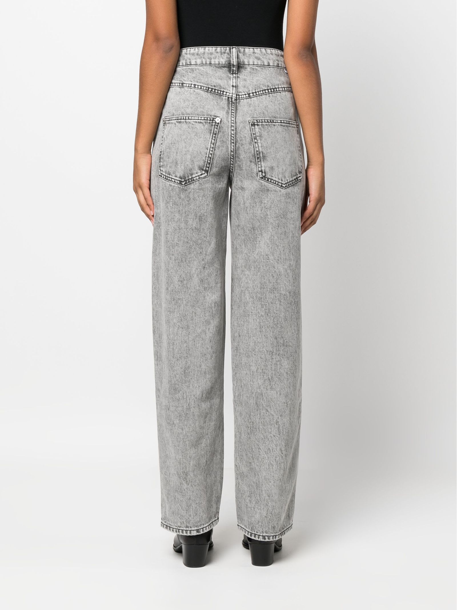 Shop Marant Etoile Light Grey Cotton Denim Jeans In Grigio Chiaro