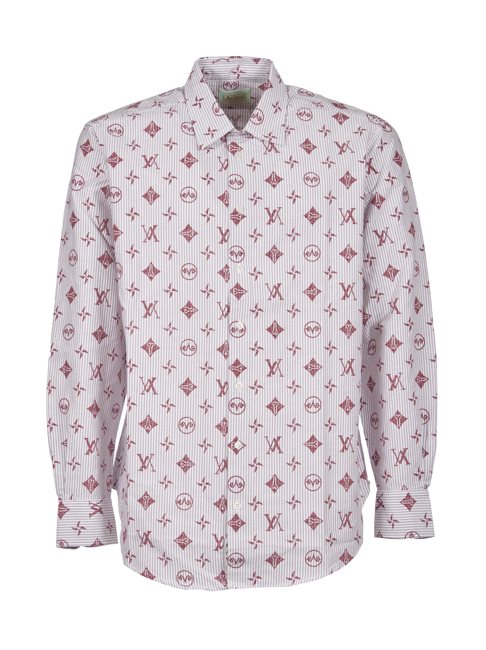 Aries monogram-pattern Striped Cotton Shirt - Farfetch