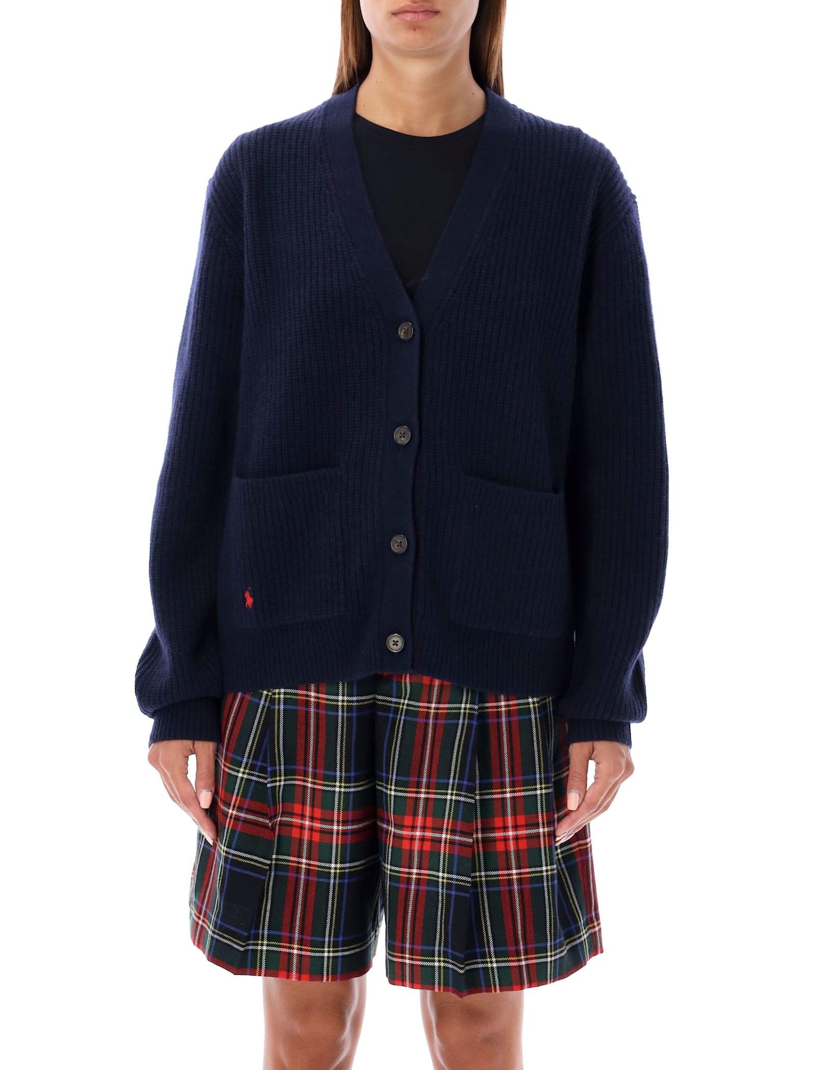 Shop Polo Ralph Lauren V-neck Cardigan In Hunter Navy