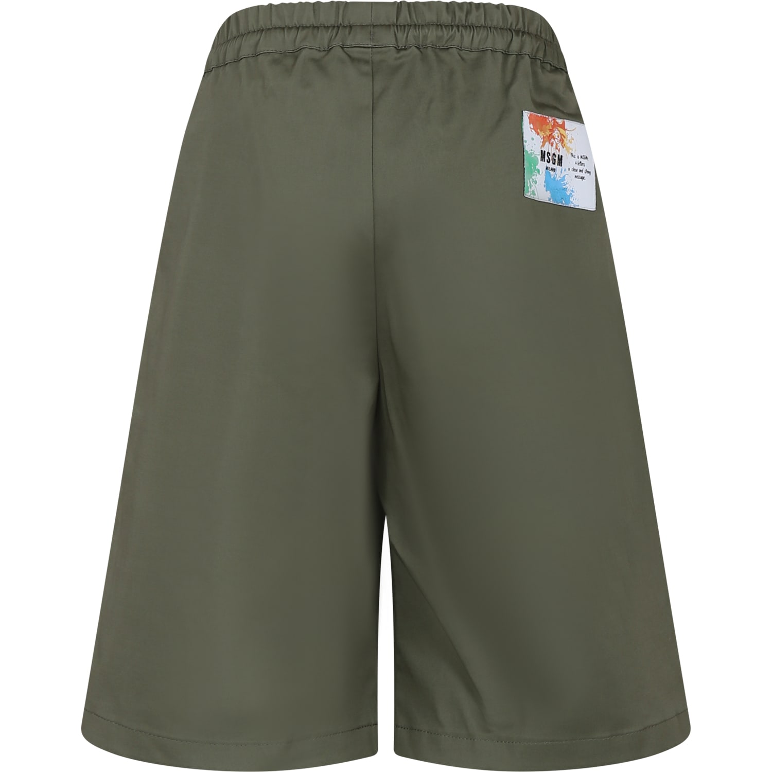Shop Msgm Green Shorts For Boy With Logo
