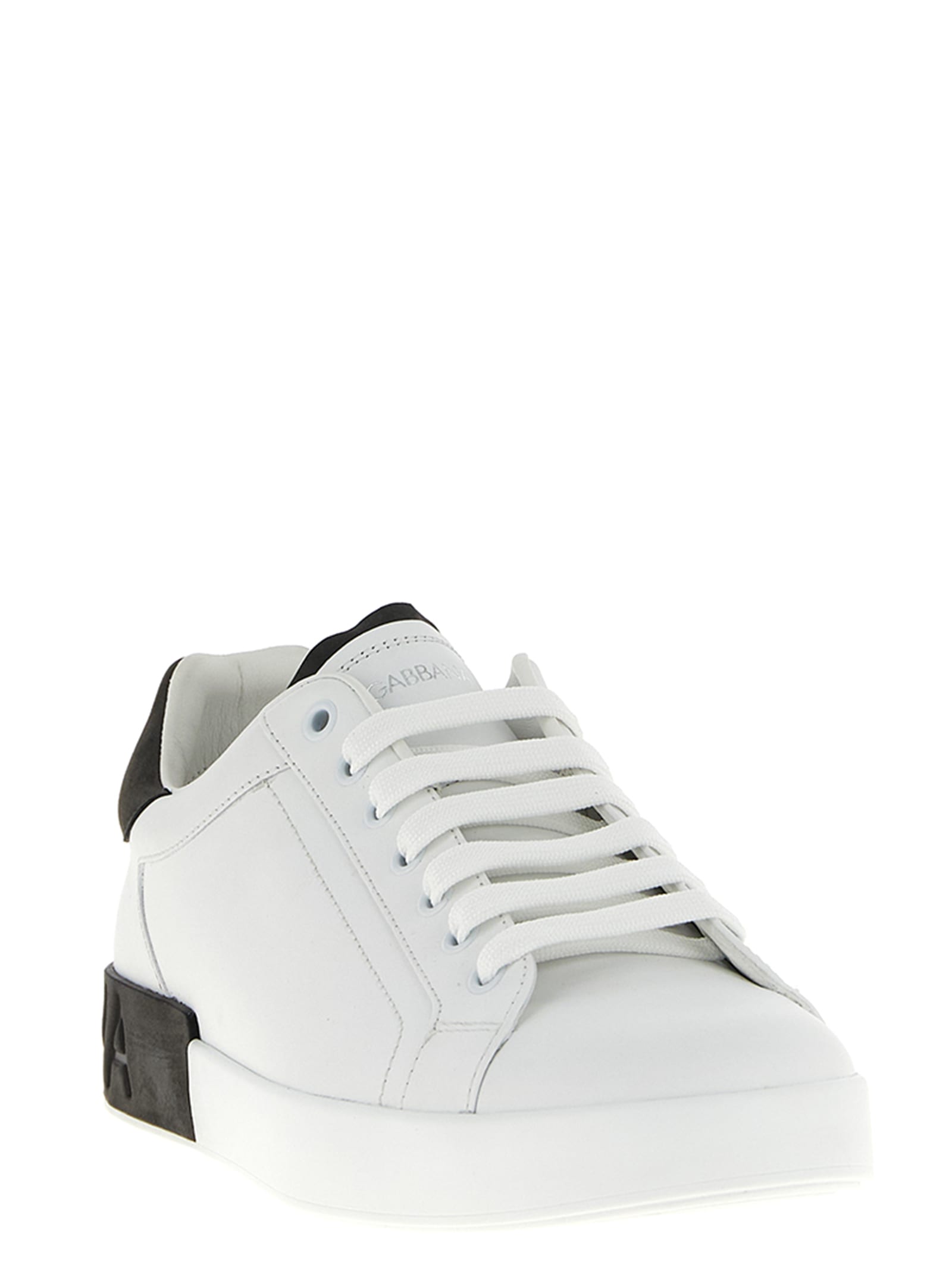 Dolce & Gabbana White Leather Portofino Sneakers In White