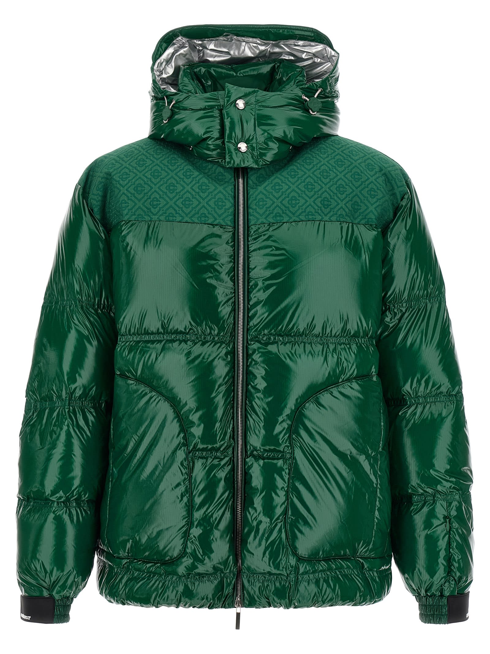 Casablanca Quilted Down-feather Jacket With Glossy Finish In Green